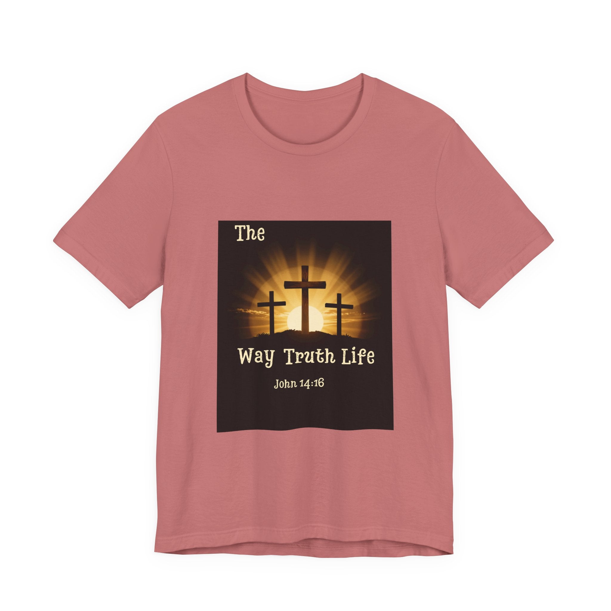 Christian Tee – "The Way Truth Life" John 14:6 Cross Graphic T-Shirt