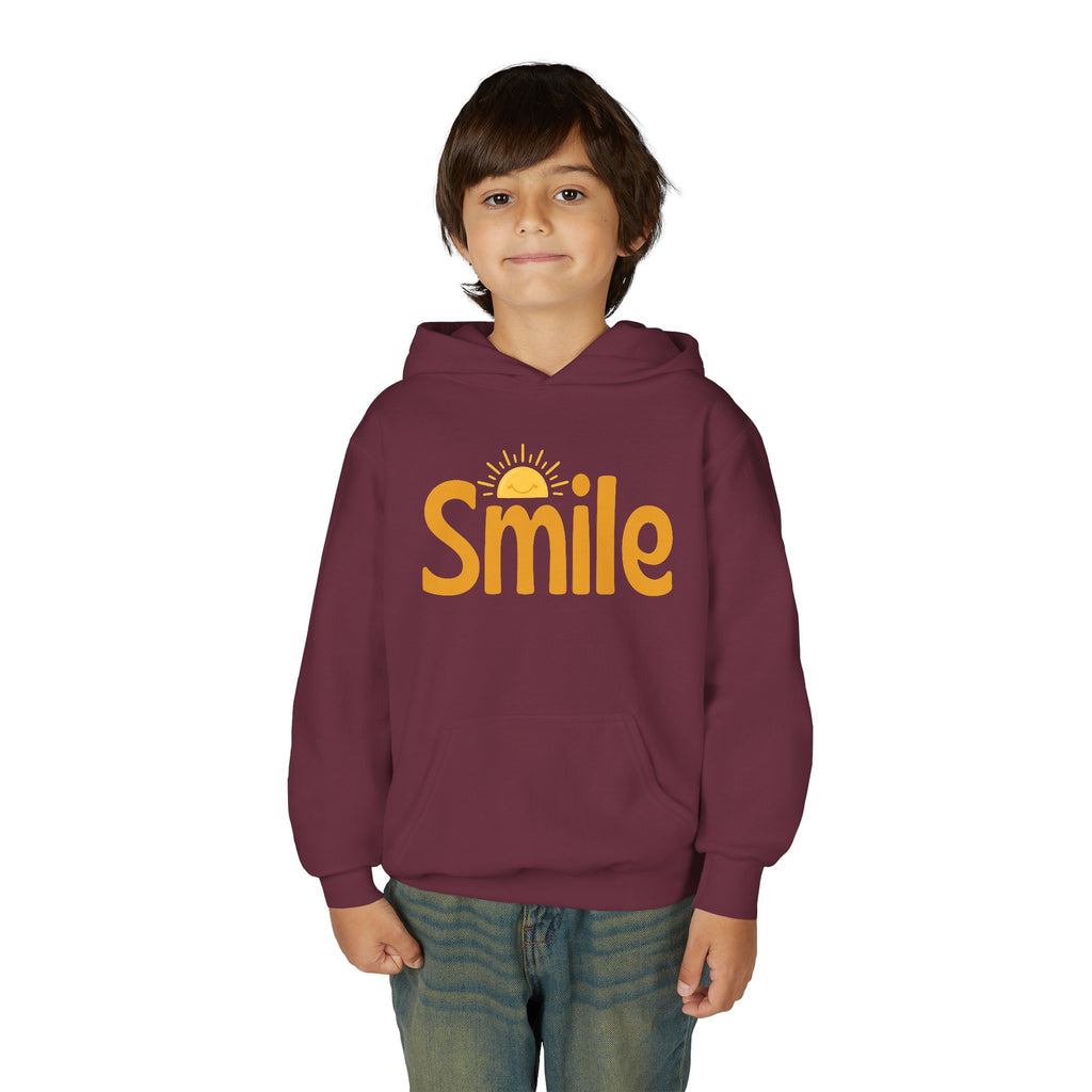 Youth Hoodie — "Smile" Retro Sun Graphic Kids Sweatshirt