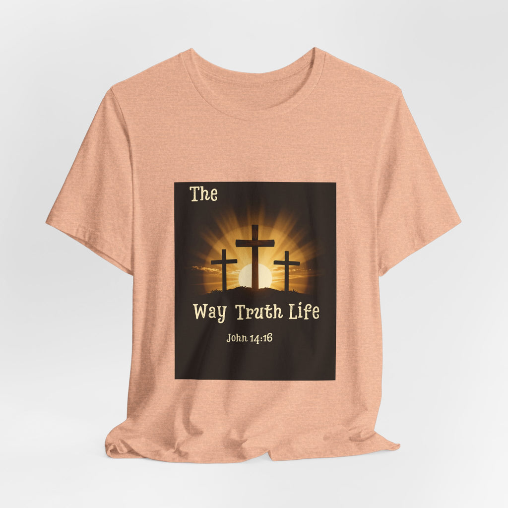 Christian Tee – "The Way Truth Life" John 14:6 Cross Graphic T-Shirt
