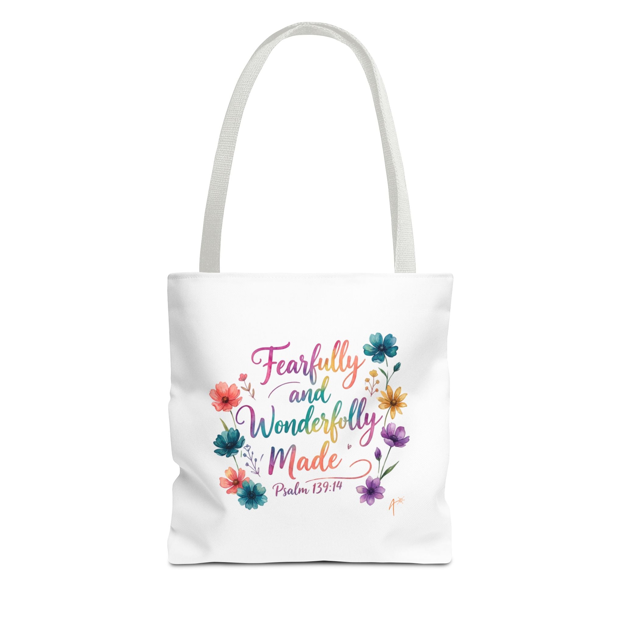 Floral Faith Tote Bag — "Fearfully and Wonderfully Made" / "My Soul Knows It Very Well" Inspirational Canvas Tote