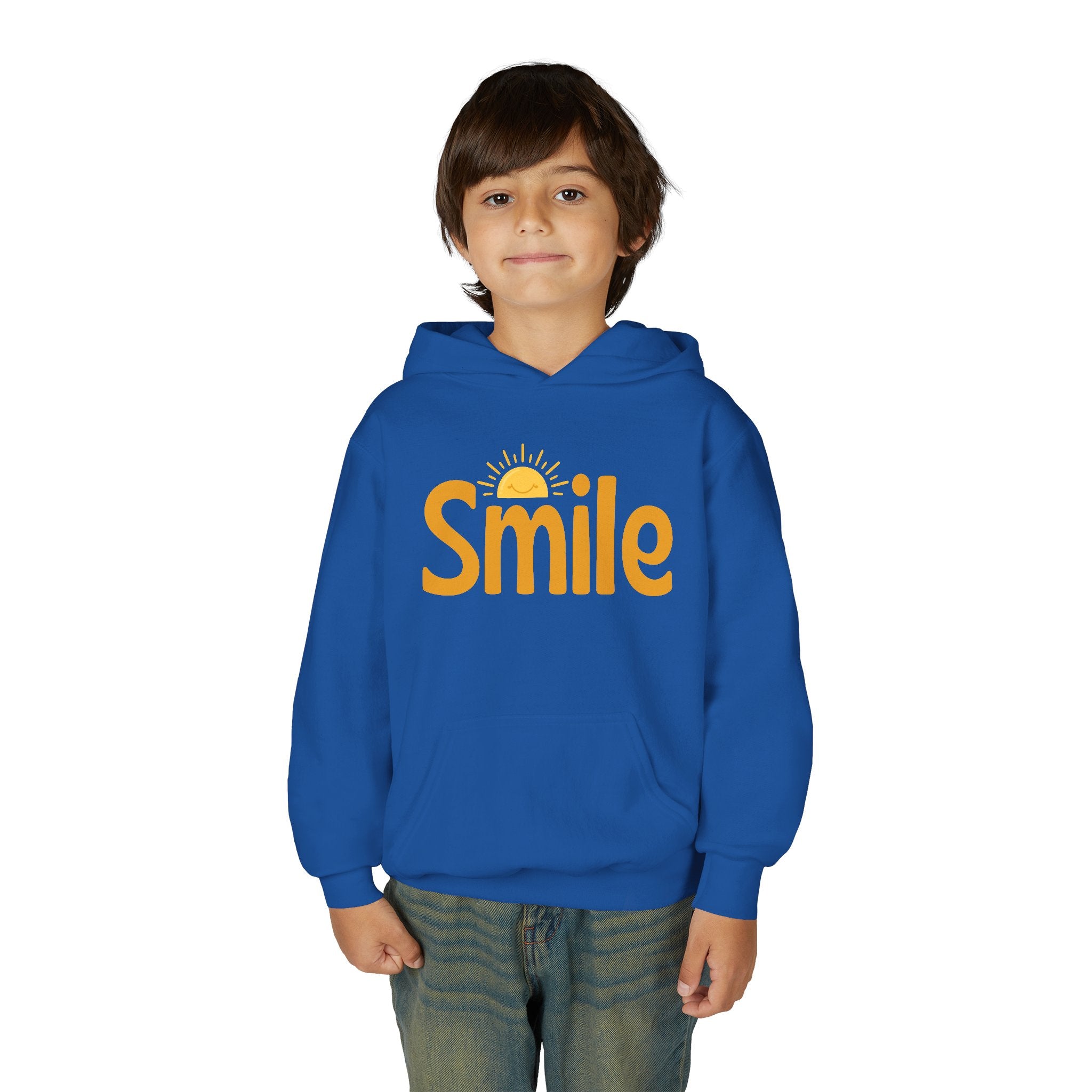 Youth Hoodie — "Smile" Retro Sun Graphic Kids Sweatshirt