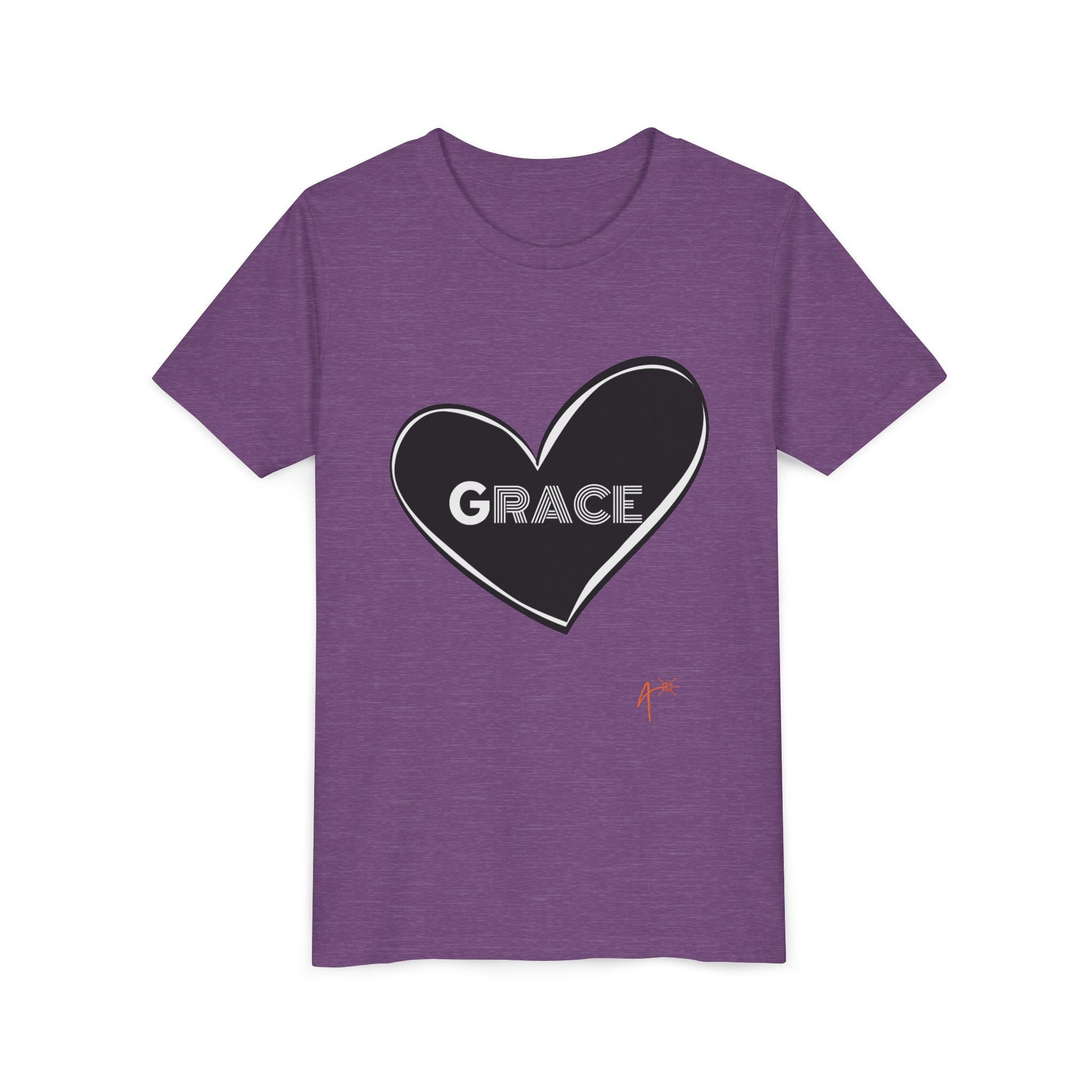 Youth Tee — Black Heart "Grace" Graphic Kids Shirt