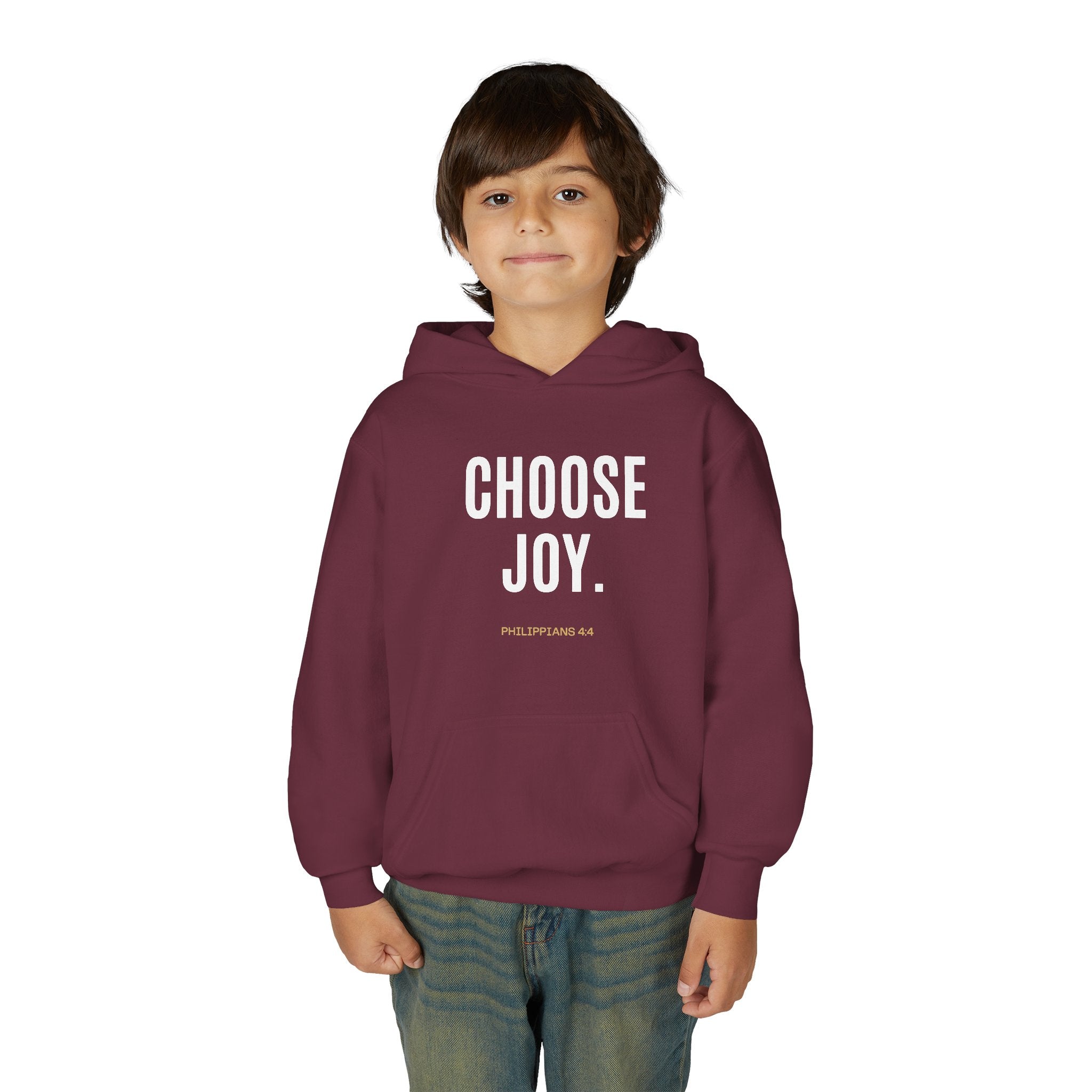 Youth Hoodie — Minimal Tiny 'be kind' Chest Print, Cozy Casual Kids Sweatshirt