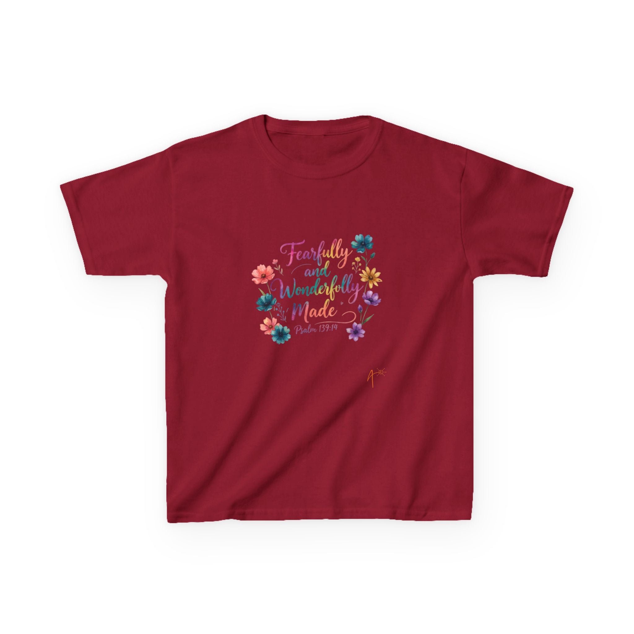 Kids Tee — "Fearfully and Wonderfully Made" Floral Christian Shirt