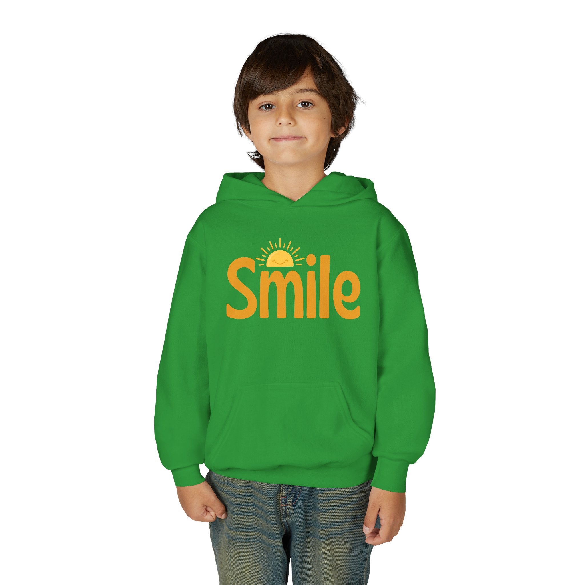 Youth Hoodie — "Smile" Retro Sun Graphic Kids Sweatshirt