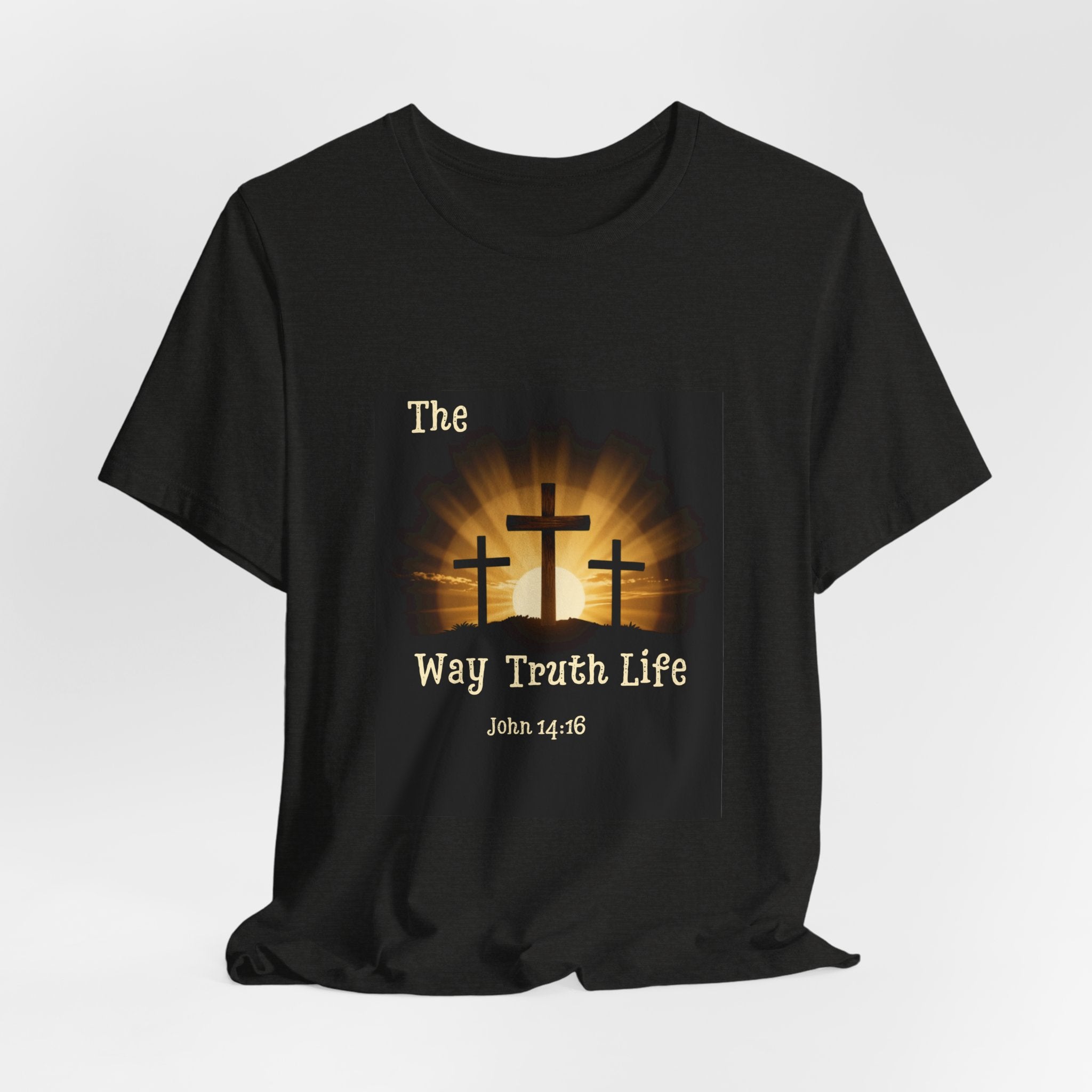 Christian Tee – "The Way Truth Life" John 14:6 Cross Graphic T-Shirt