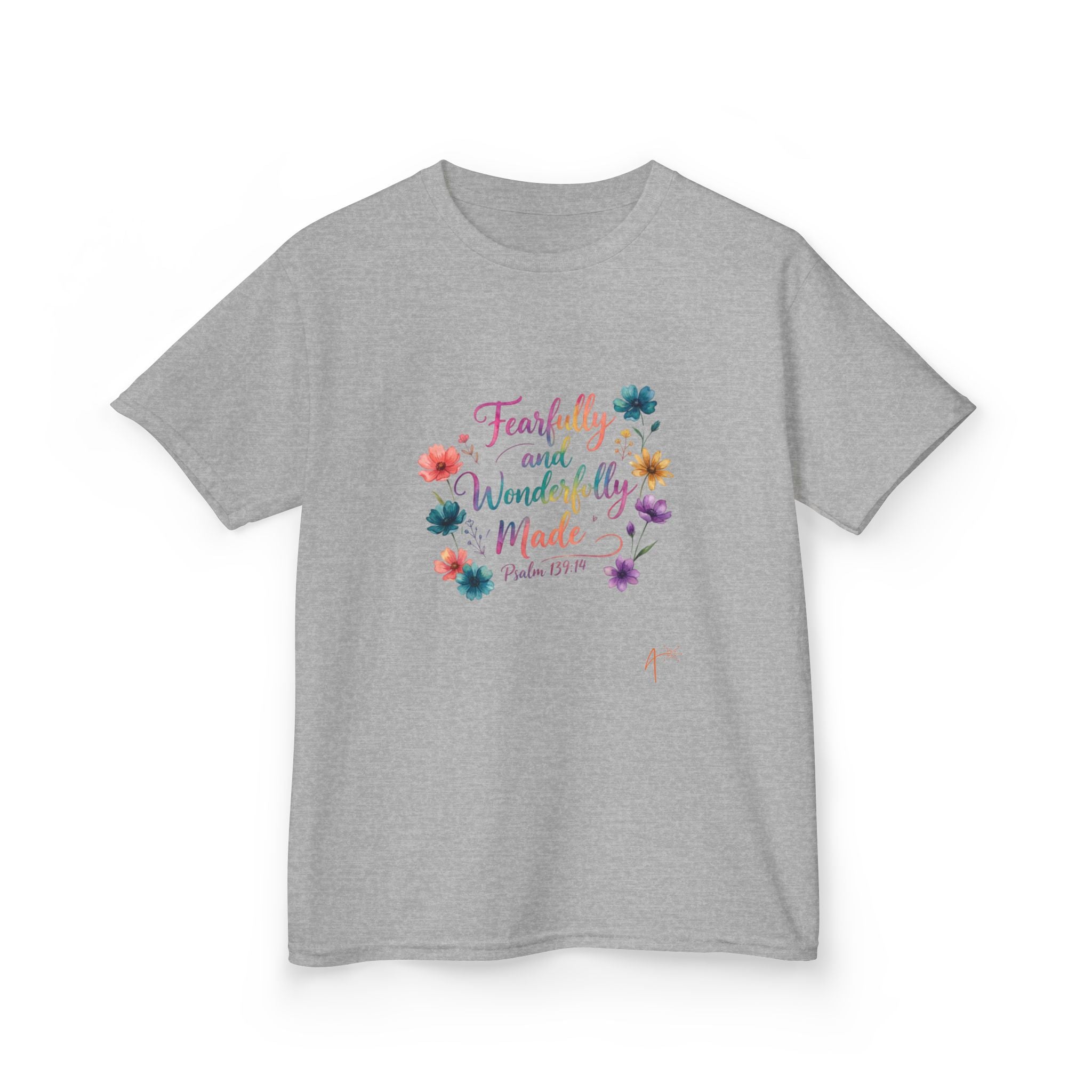 Kids Tee — "Fearfully and Wonderfully Made" Floral Christian Shirt