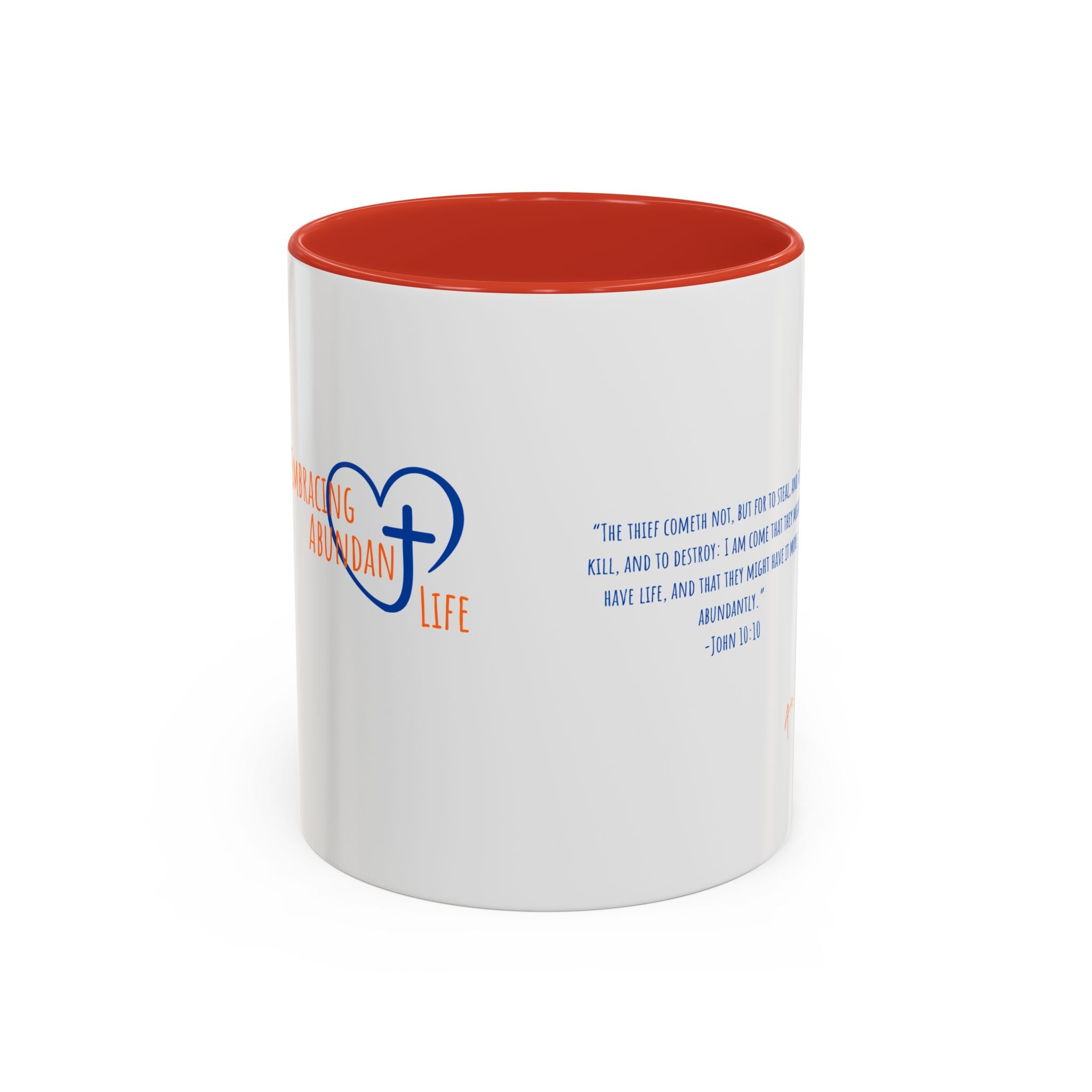 Christian Faith Coffee Mug — 'Embracing Abundant Life' Accent 11/15oz Inspirational Scripture Gift