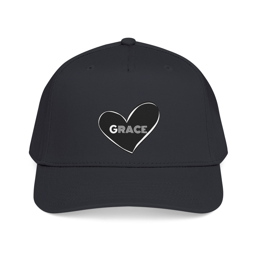 Grace Heart Baseball Cap — Embroidered Black Heart with "Grace"