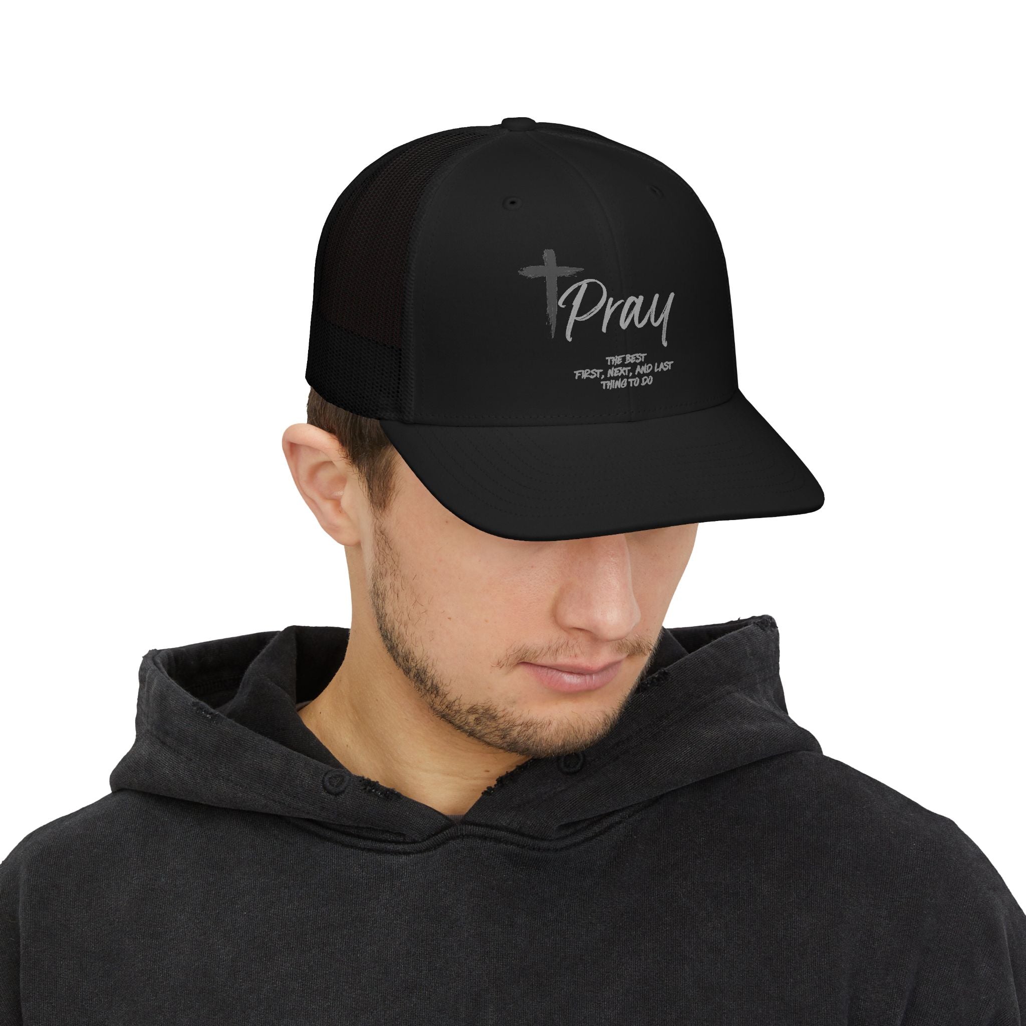 Pray Trucker Cap — Inspirational Christian Snapback Hat