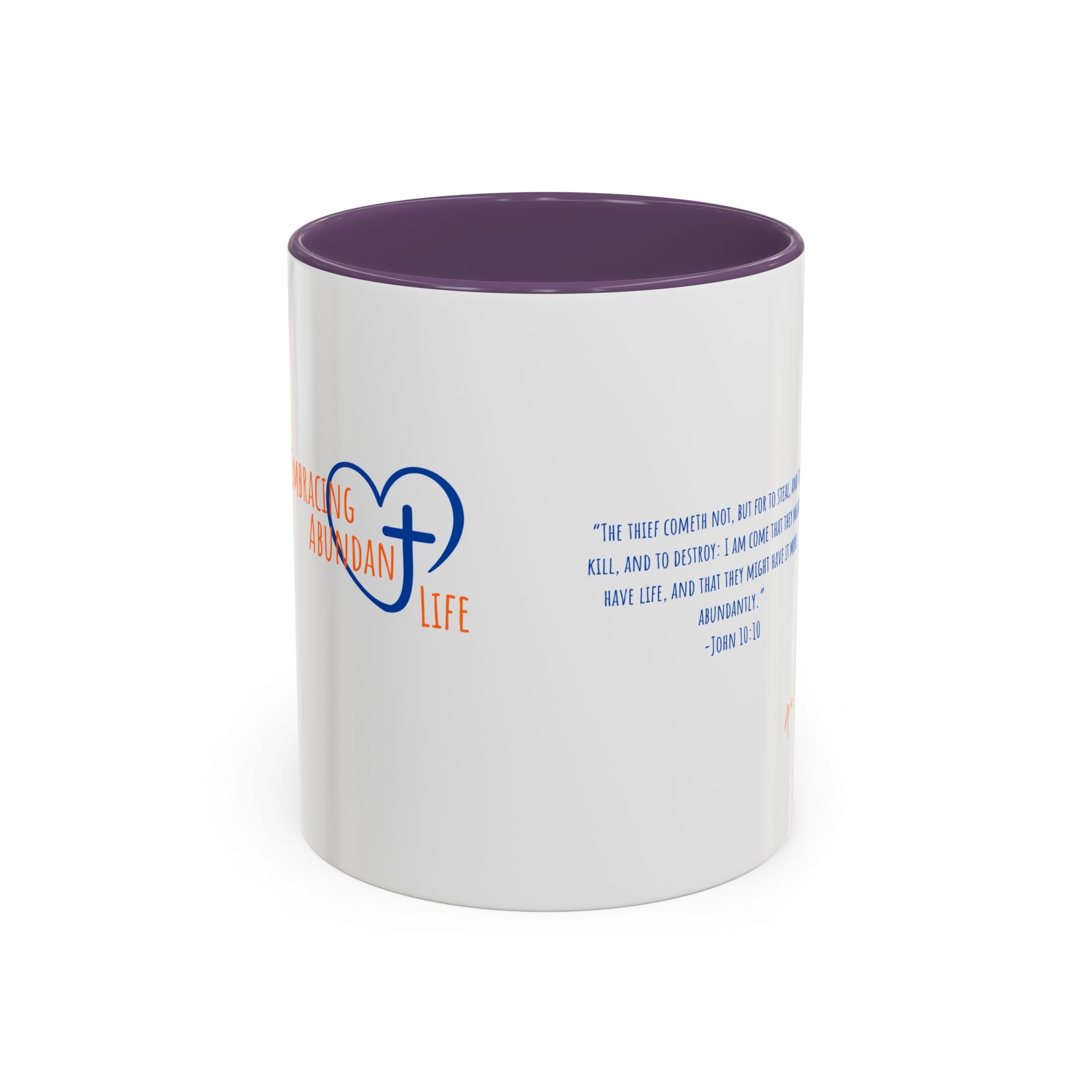 Christian Faith Coffee Mug — 'Embracing Abundant Life' Accent 11/15oz Inspirational Scripture Gift