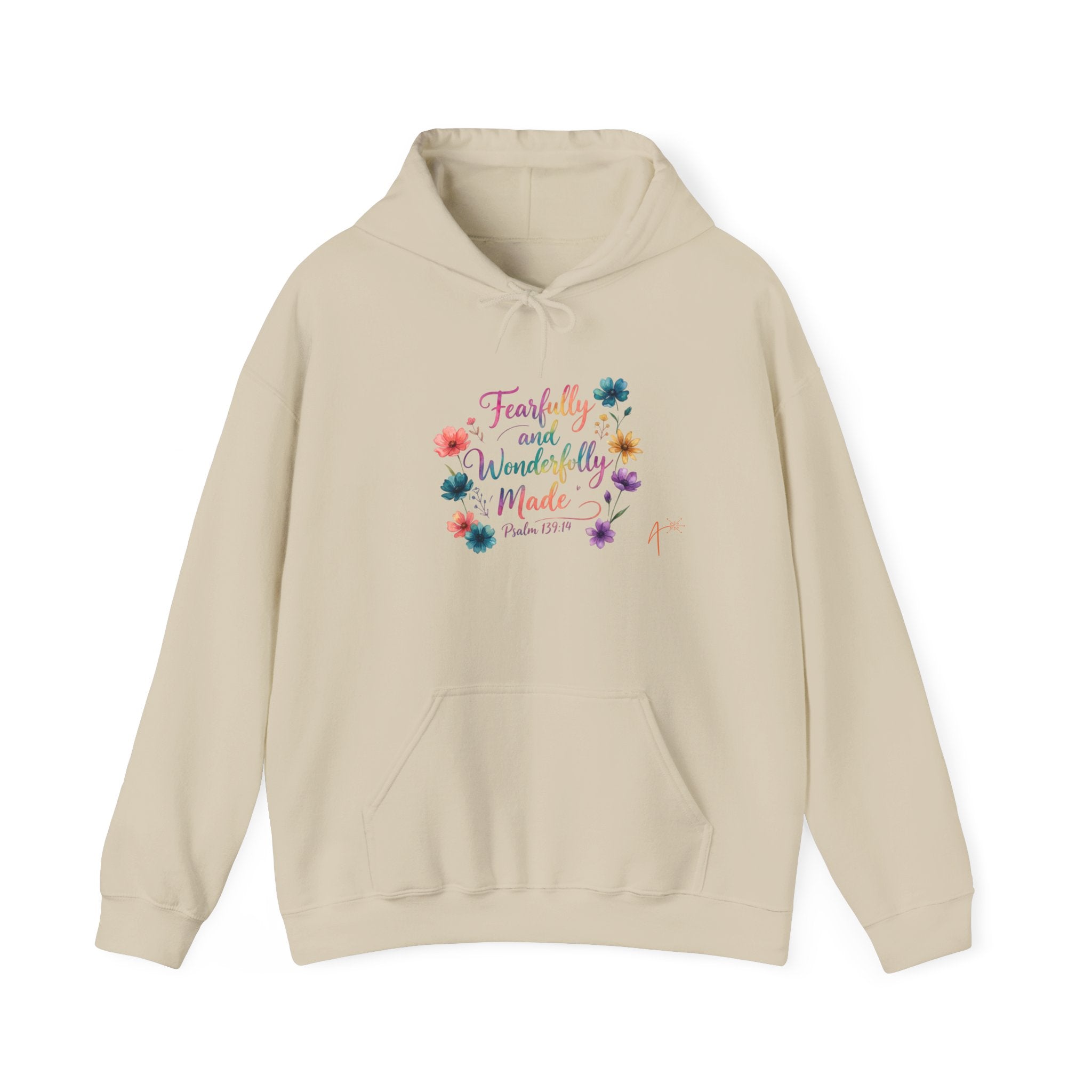 Hoodie — "Fearfully and Wonderfully Made" Floral Christian Hoodie