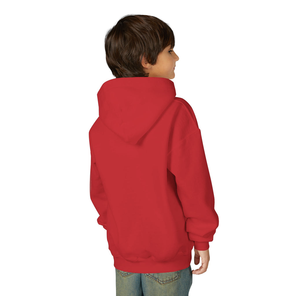 Youth Hoodie — Minimal Tiny 'be kind' Chest Print, Cozy Casual Kids Sweatshirt