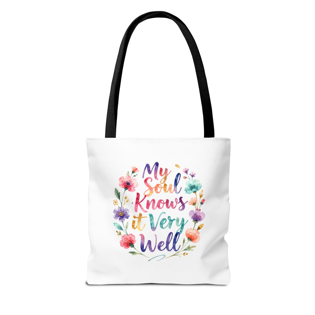 Floral Faith Tote Bag — "Fearfully and Wonderfully Made" / "My Soul Knows It Very Well" Inspirational Canvas Tote