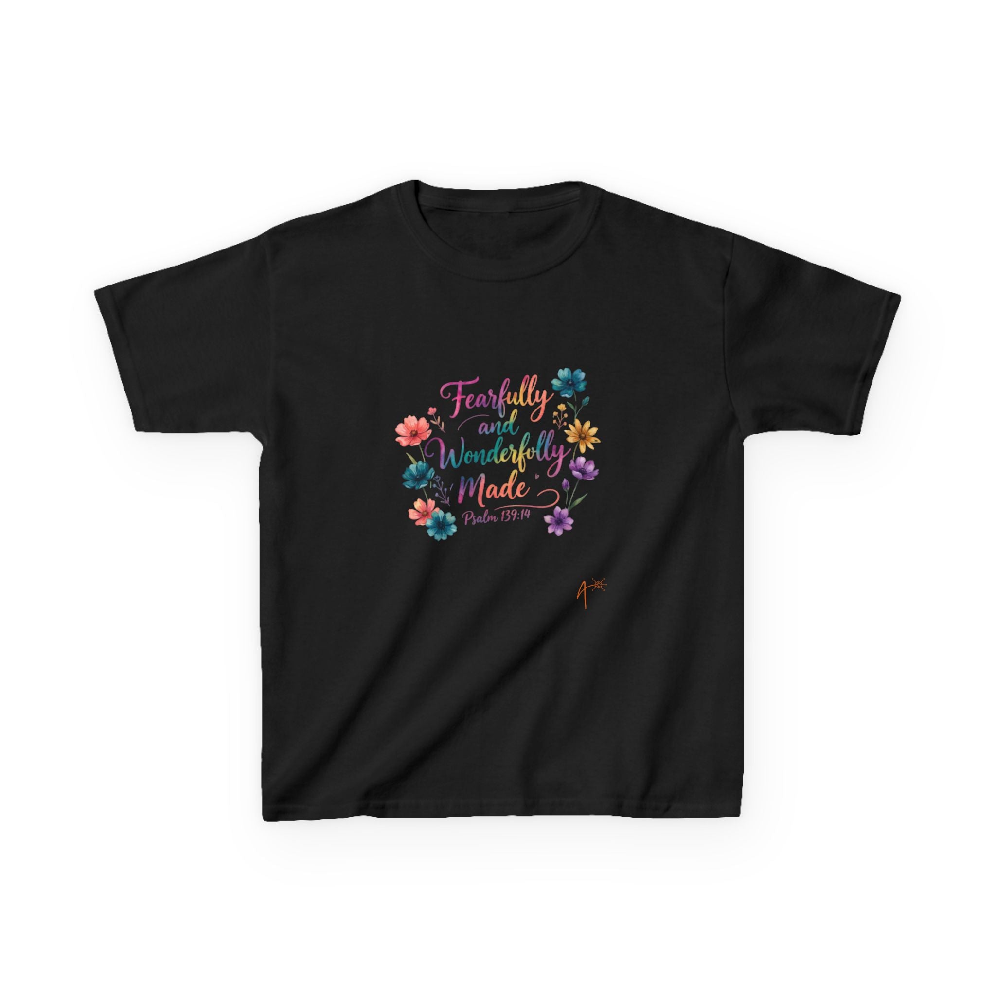 Kids Tee — "Fearfully and Wonderfully Made" Floral Christian Shirt
