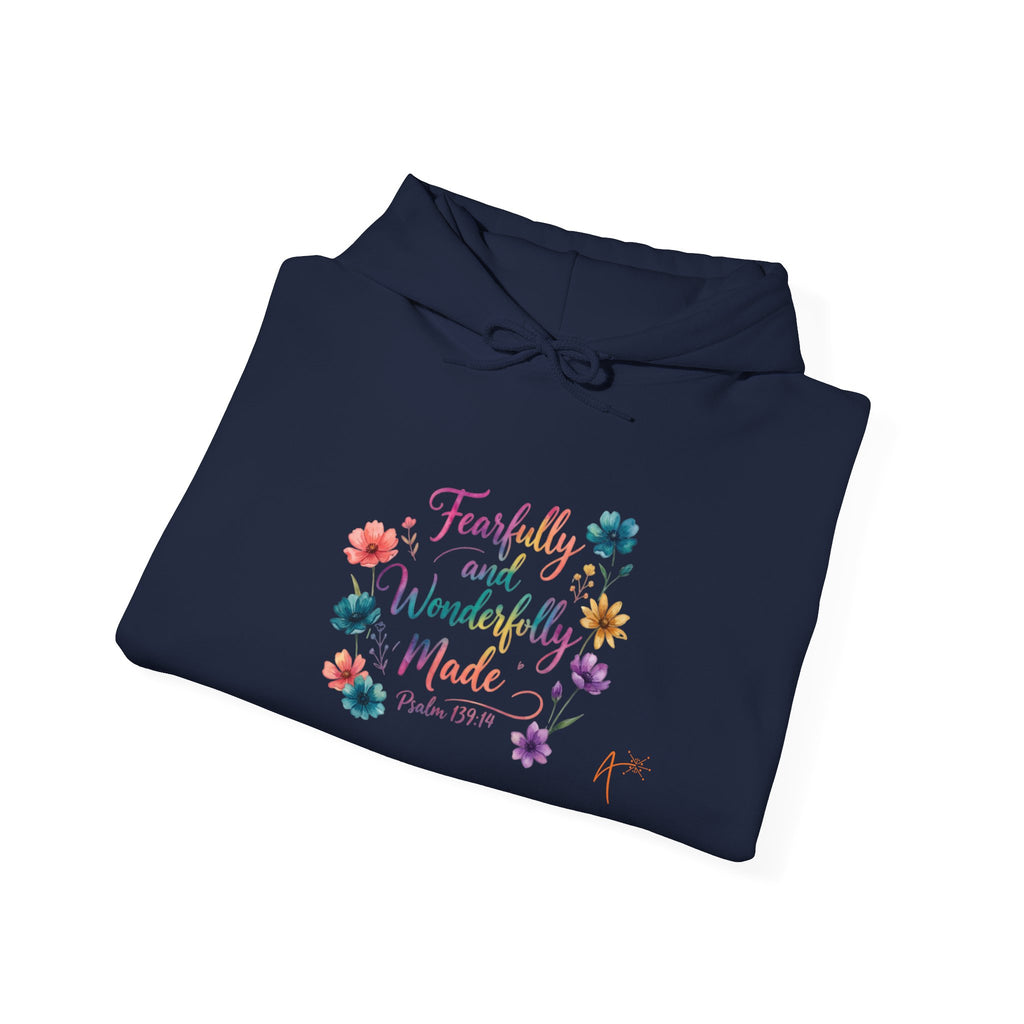 Hoodie — "Fearfully and Wonderfully Made" Floral Christian Hoodie