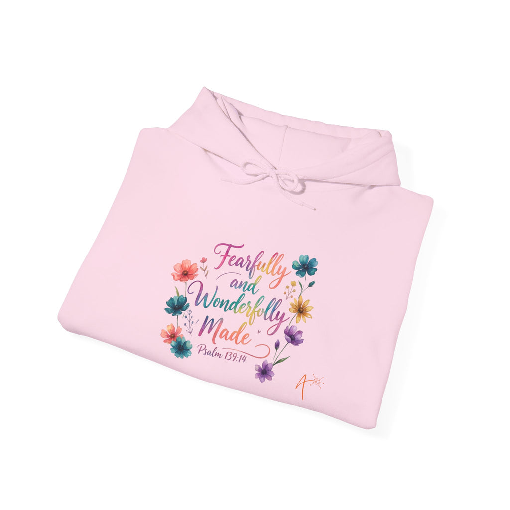 Hoodie — "Fearfully and Wonderfully Made" Floral Christian Hoodie