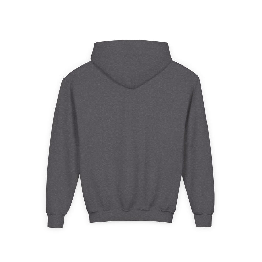 Youth Hoodie — Minimal Tiny 'be kind' Chest Print, Cozy Casual Kids Sweatshirt