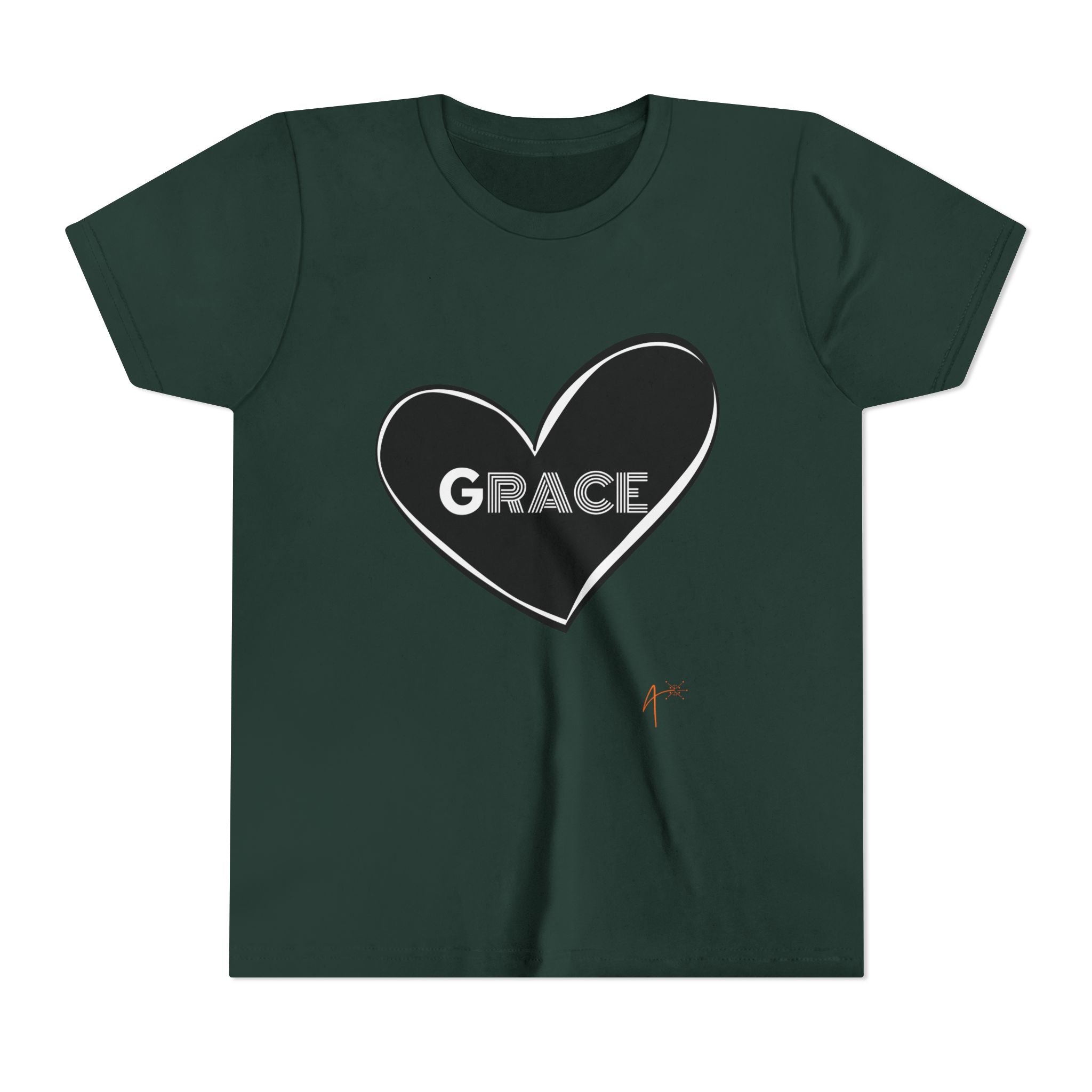 Youth Tee — Black Heart "Grace" Graphic Kids Shirt