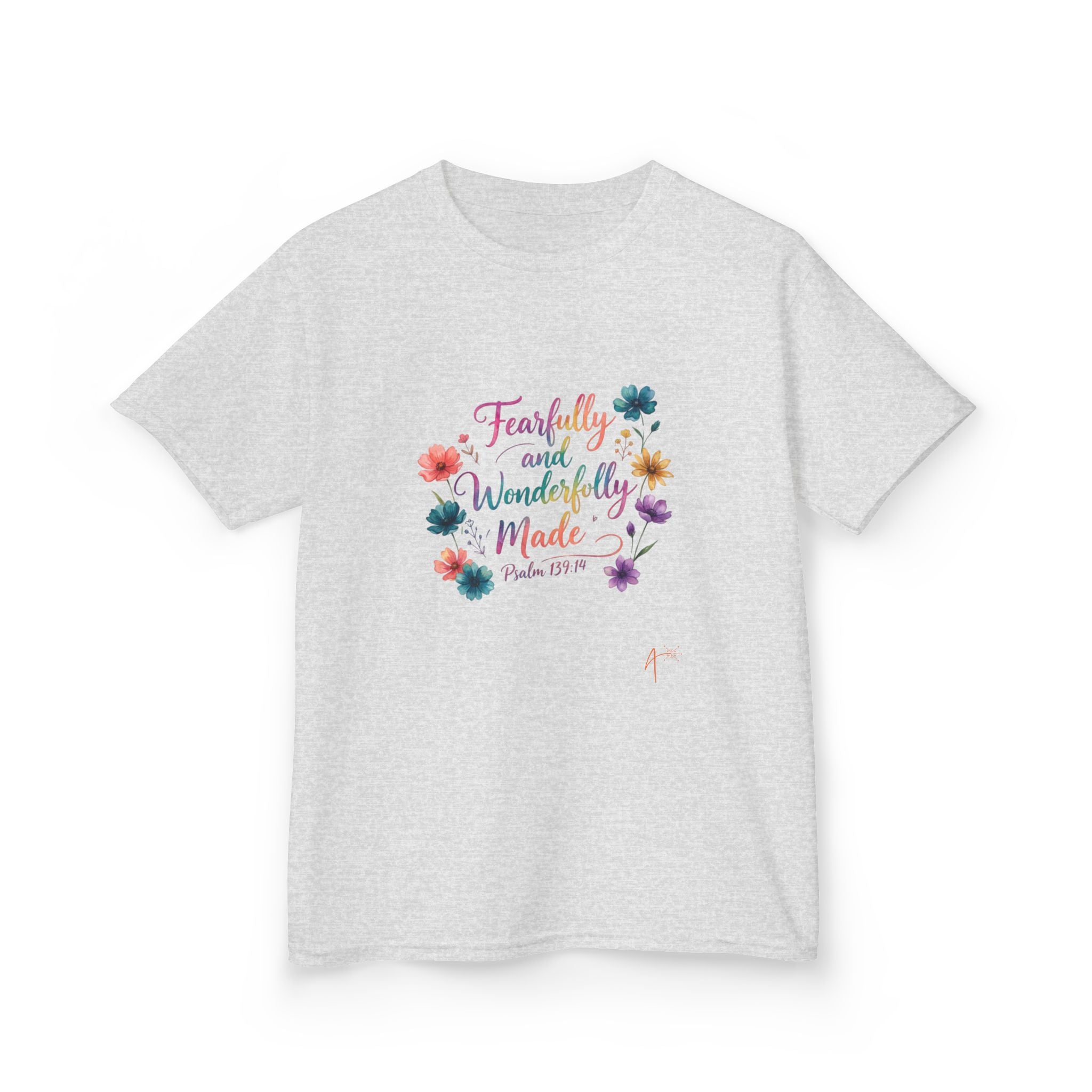 Kids Tee — "Fearfully and Wonderfully Made" Floral Christian Shirt