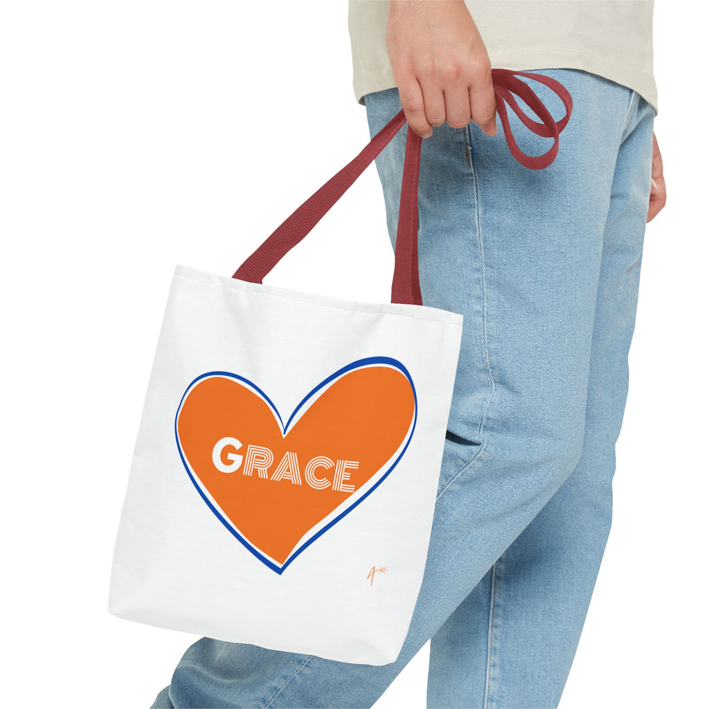 Grace Heart Tote Bag — Orange Heart Design