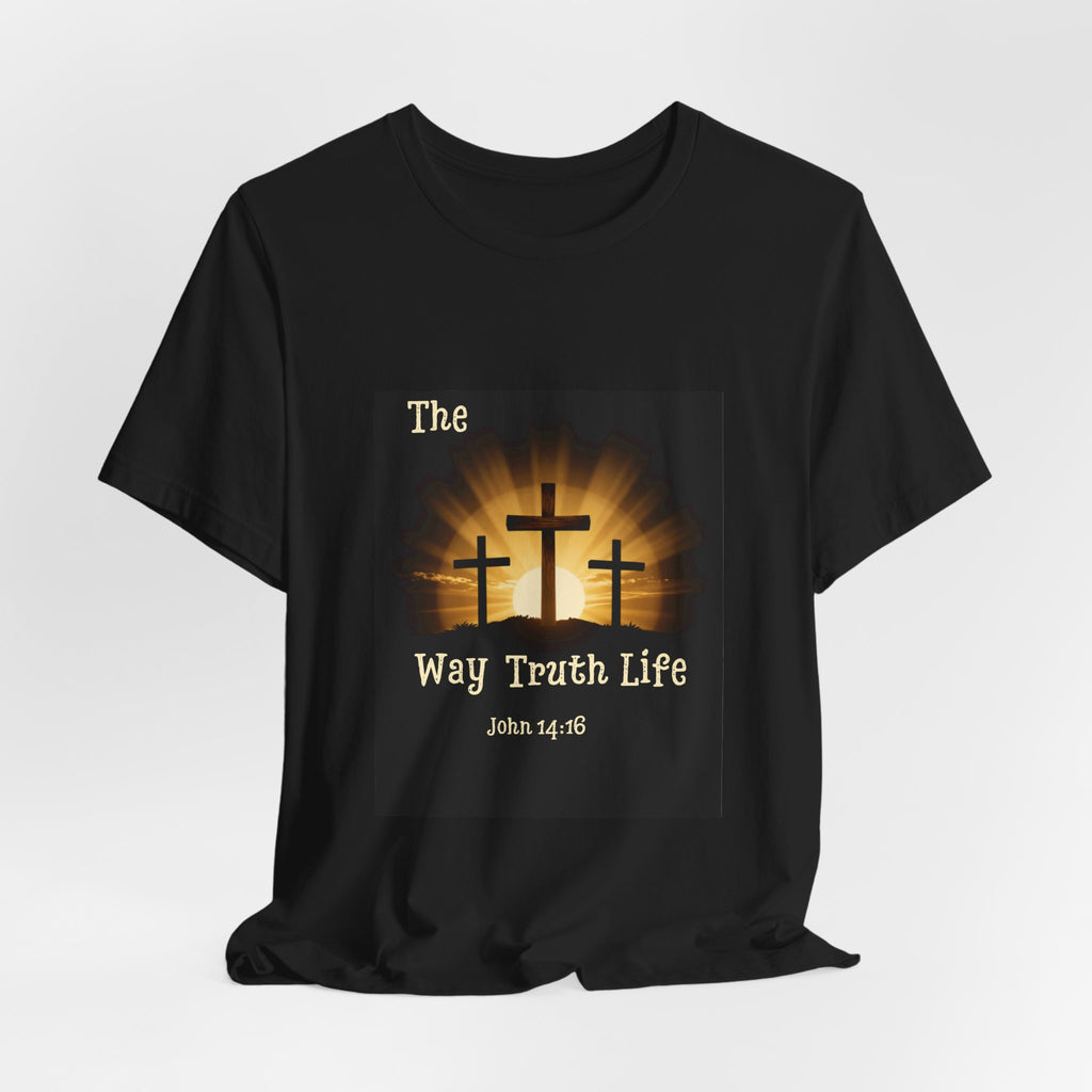 Christian Tee – "The Way Truth Life" John 14:6 Cross Graphic T-Shirt