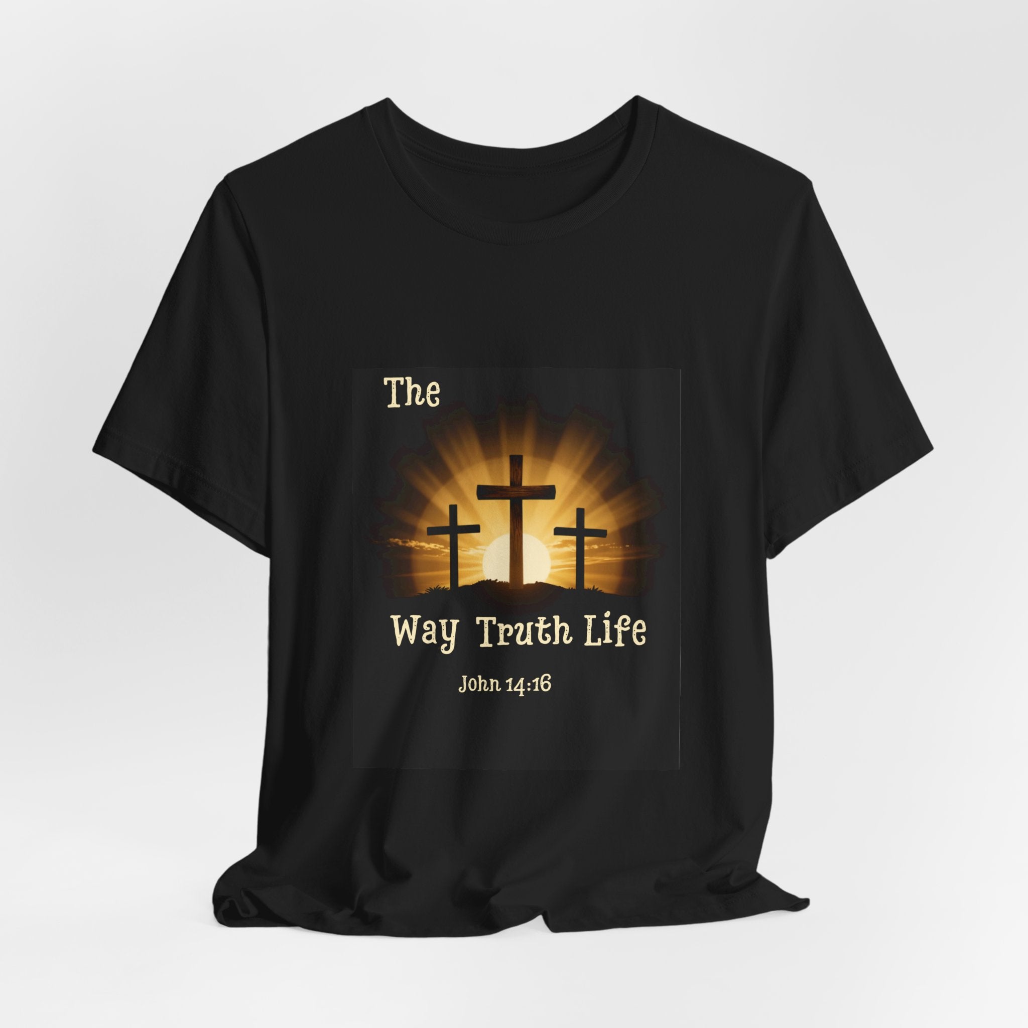 Christian Tee – "The Way Truth Life" John 14:6 Cross Graphic T-Shirt