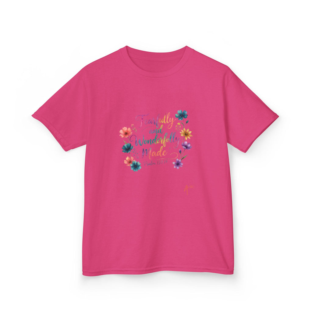 Kids Tee — "Fearfully and Wonderfully Made" Floral Christian Shirt