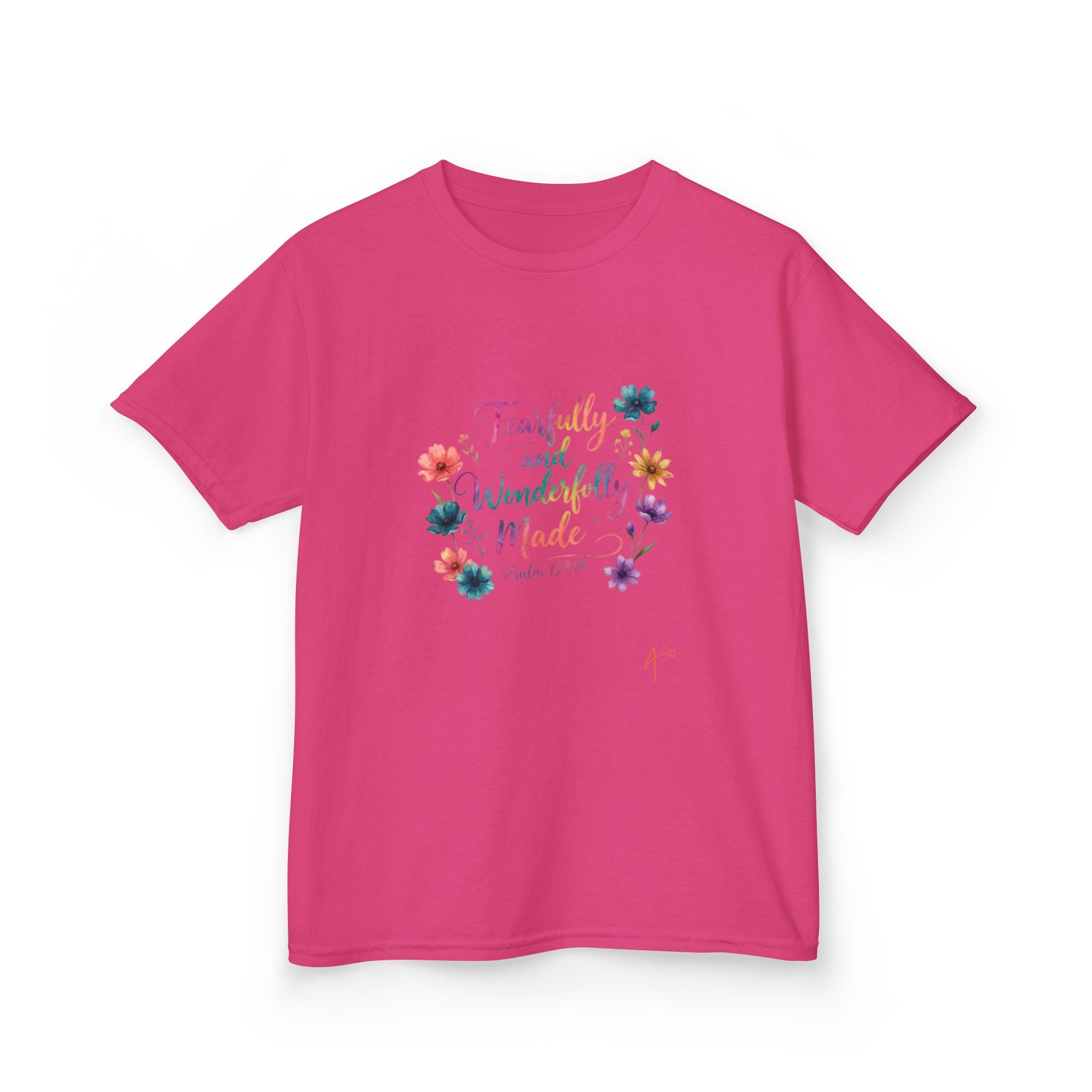Kids Tee — "Fearfully and Wonderfully Made" Floral Christian Shirt