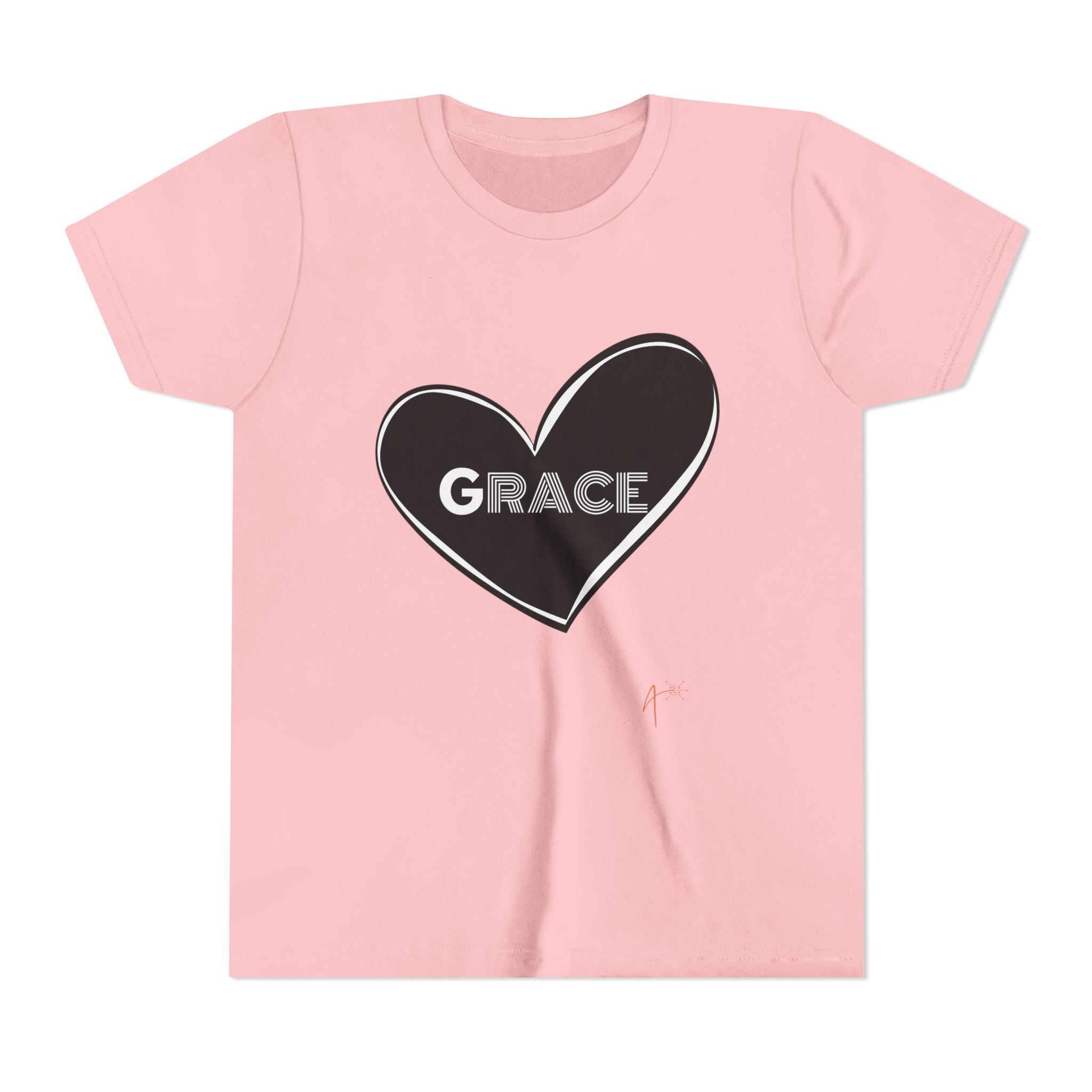 Youth Tee — Black Heart "Grace" Graphic Kids Shirt