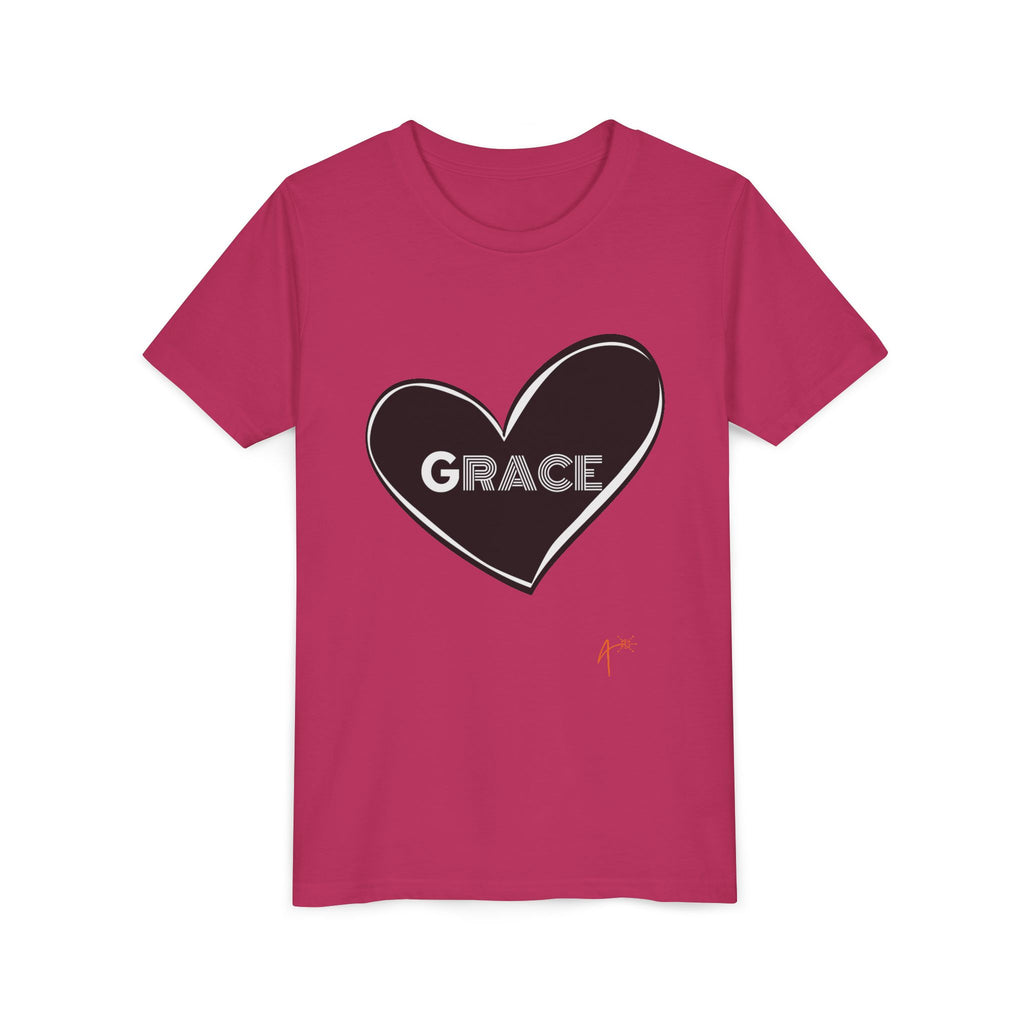 Youth Tee — Black Heart "Grace" Graphic Kids Shirt
