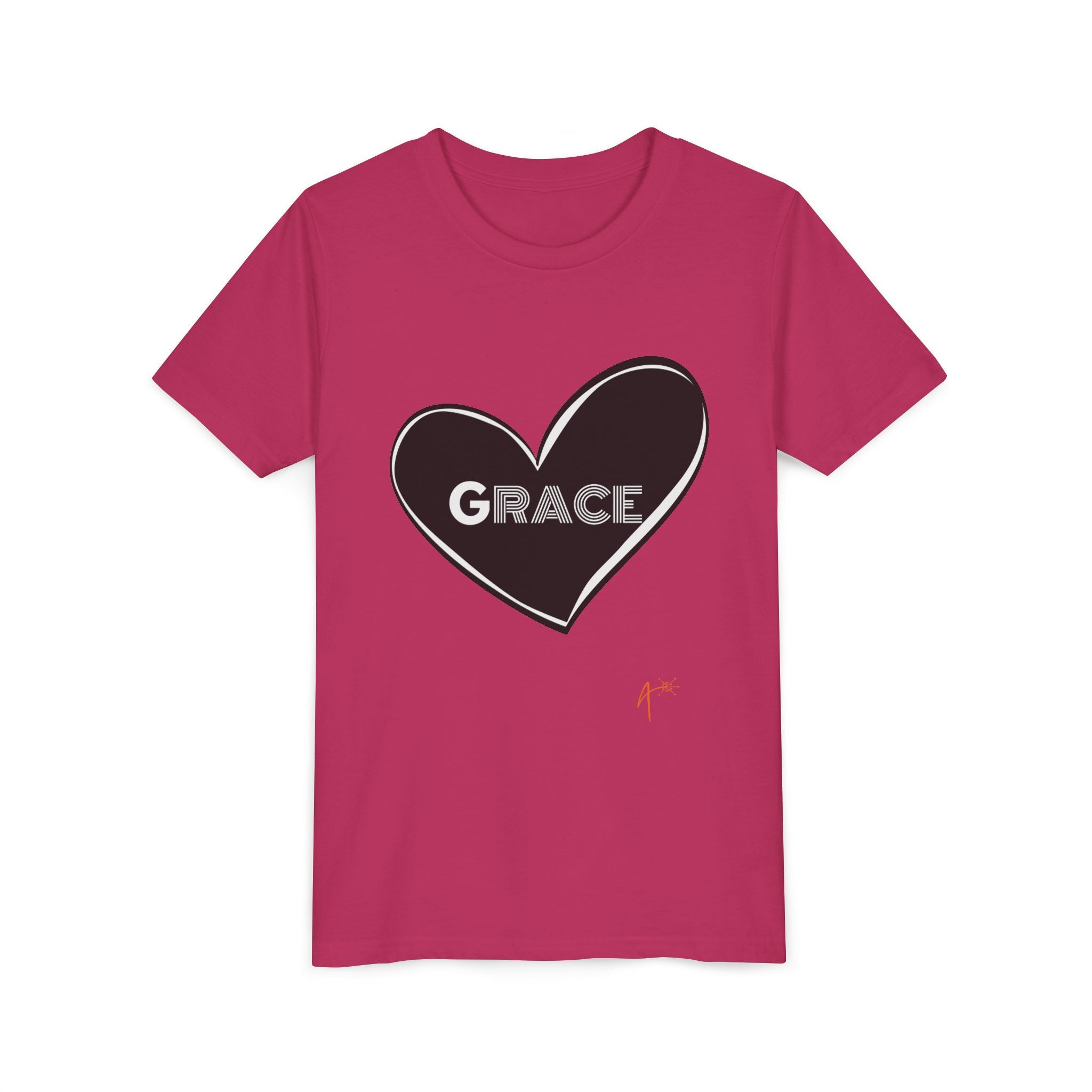 Youth Tee — Black Heart "Grace" Graphic Kids Shirt