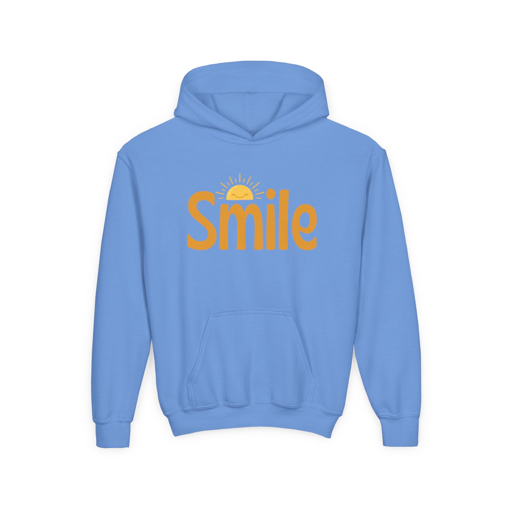 Youth Hoodie — "Smile" Retro Sun Graphic Kids Sweatshirt
