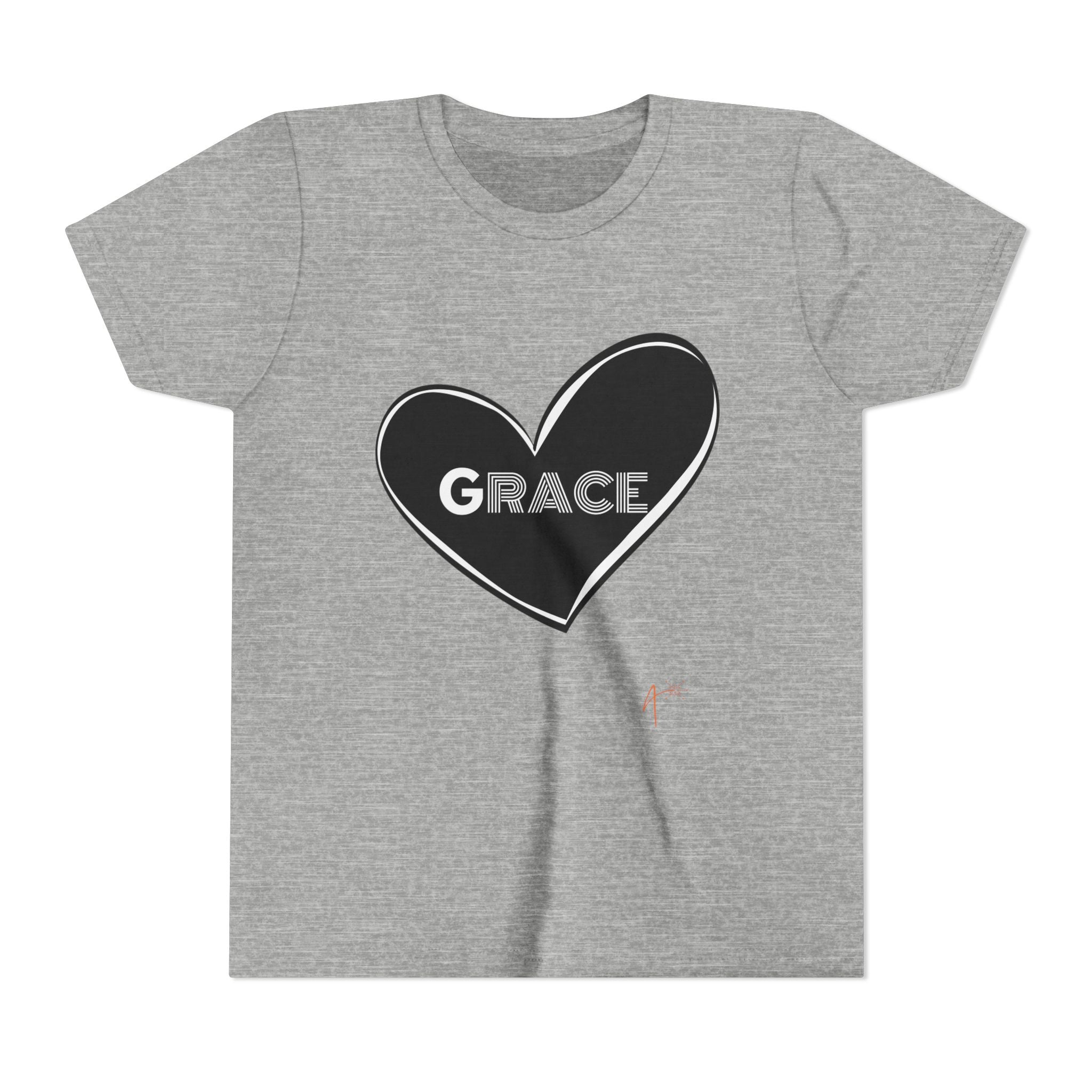 Youth Tee — Black Heart "Grace" Graphic Kids Shirt