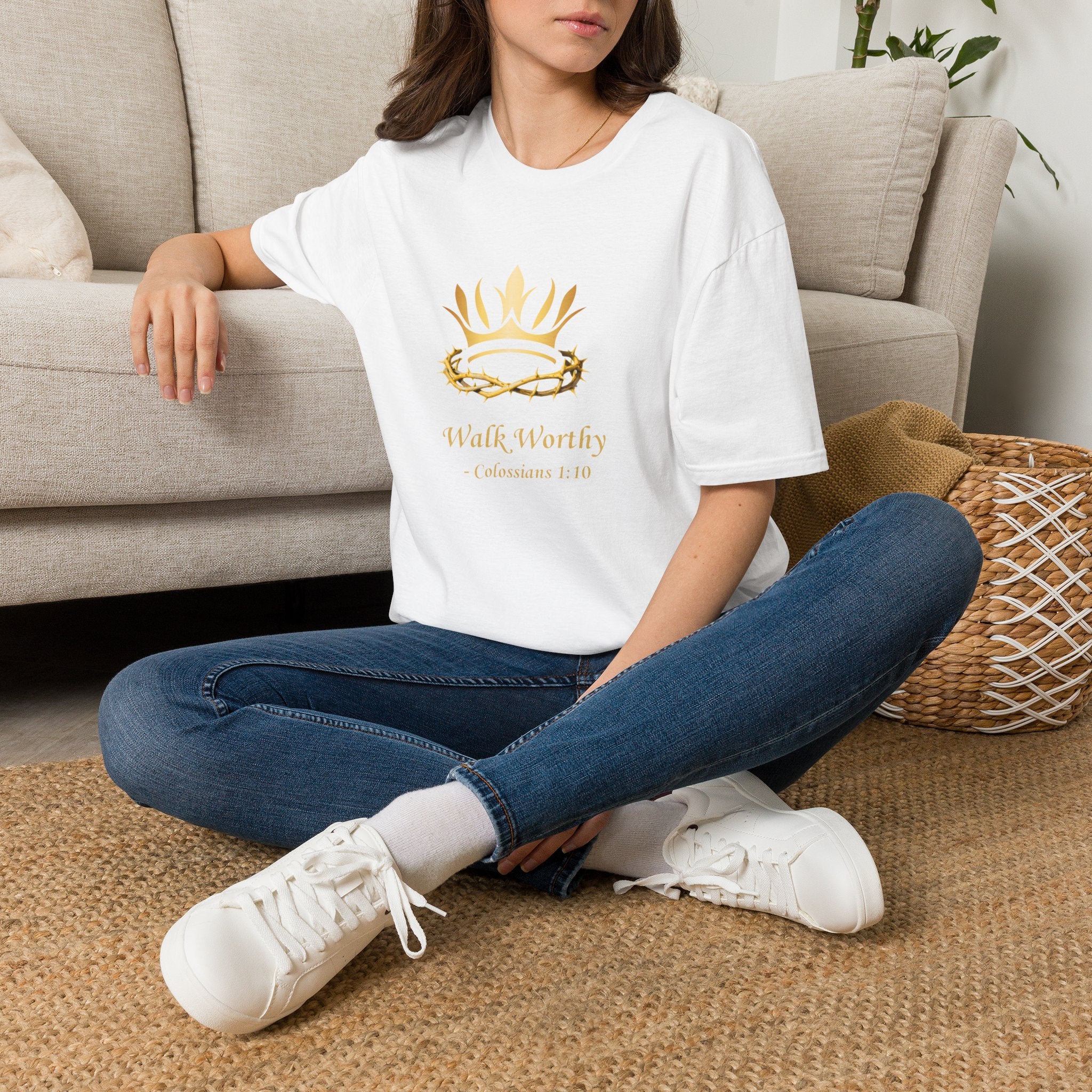 Christian Crown T-Shirt — 'Walk Worthy' Faith Graphic Tee