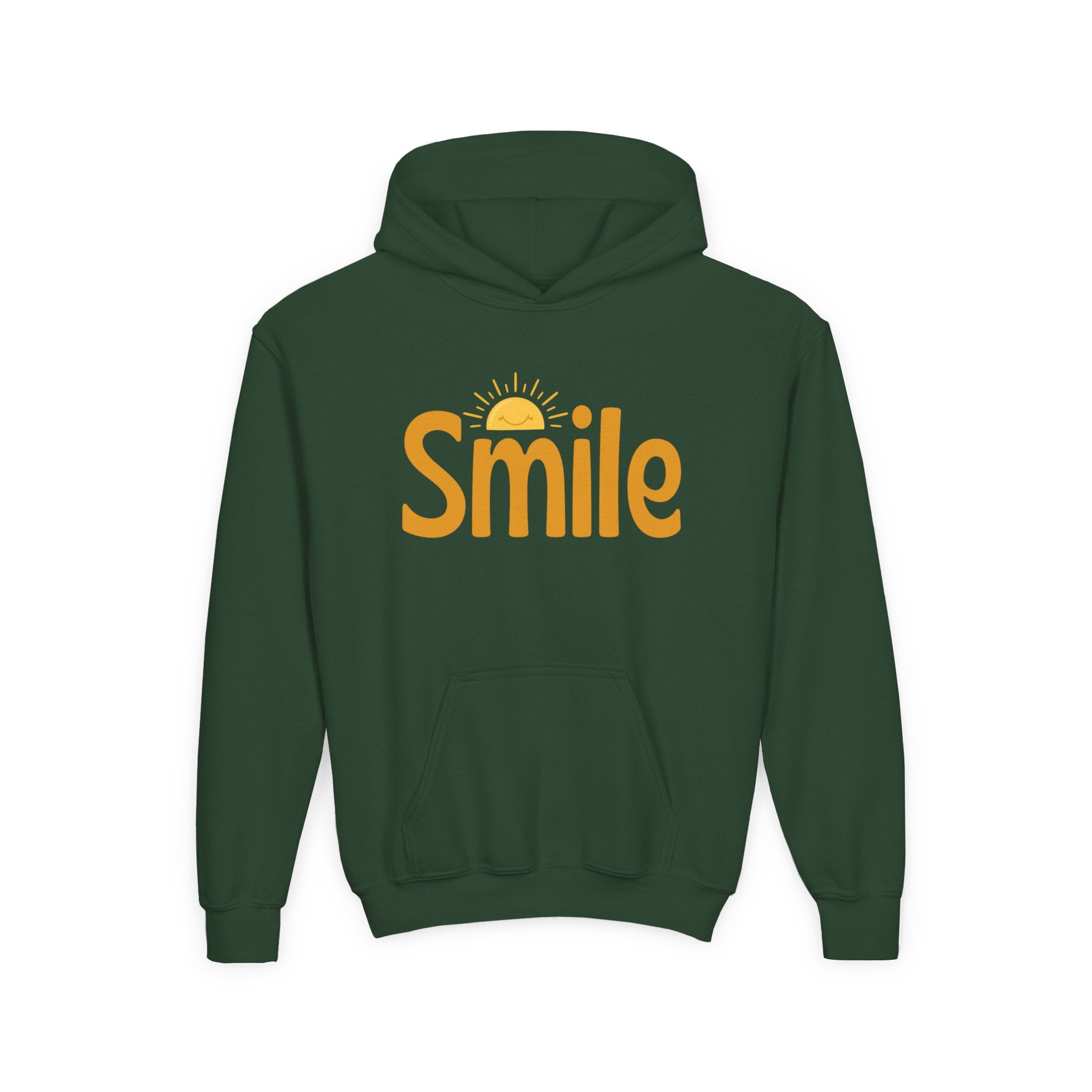 Youth Hoodie — "Smile" Retro Sun Graphic Kids Sweatshirt