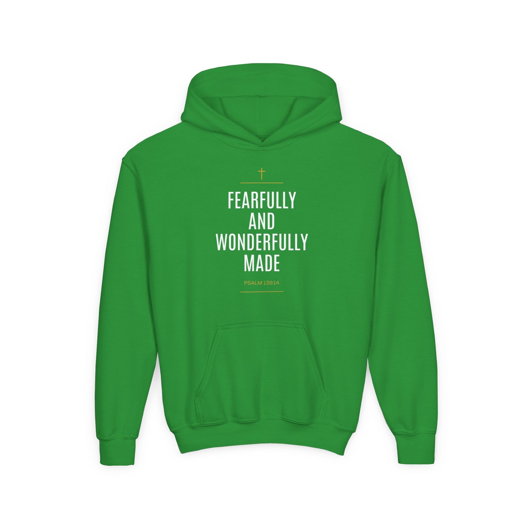 Youth Hoodie – "Fearfully and Wonderfully Made" Christian Scripture Pullover