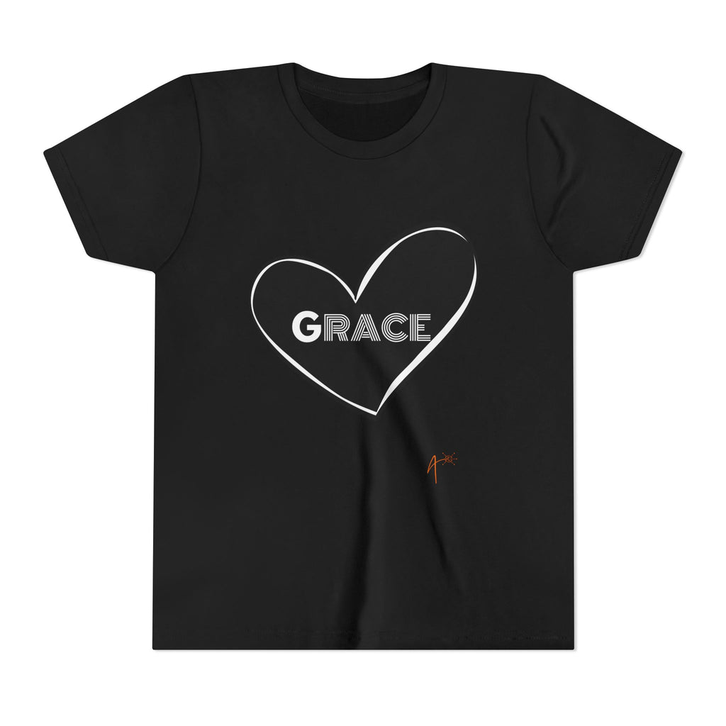 Youth Tee — Black Heart "Grace" Graphic Kids Shirt
