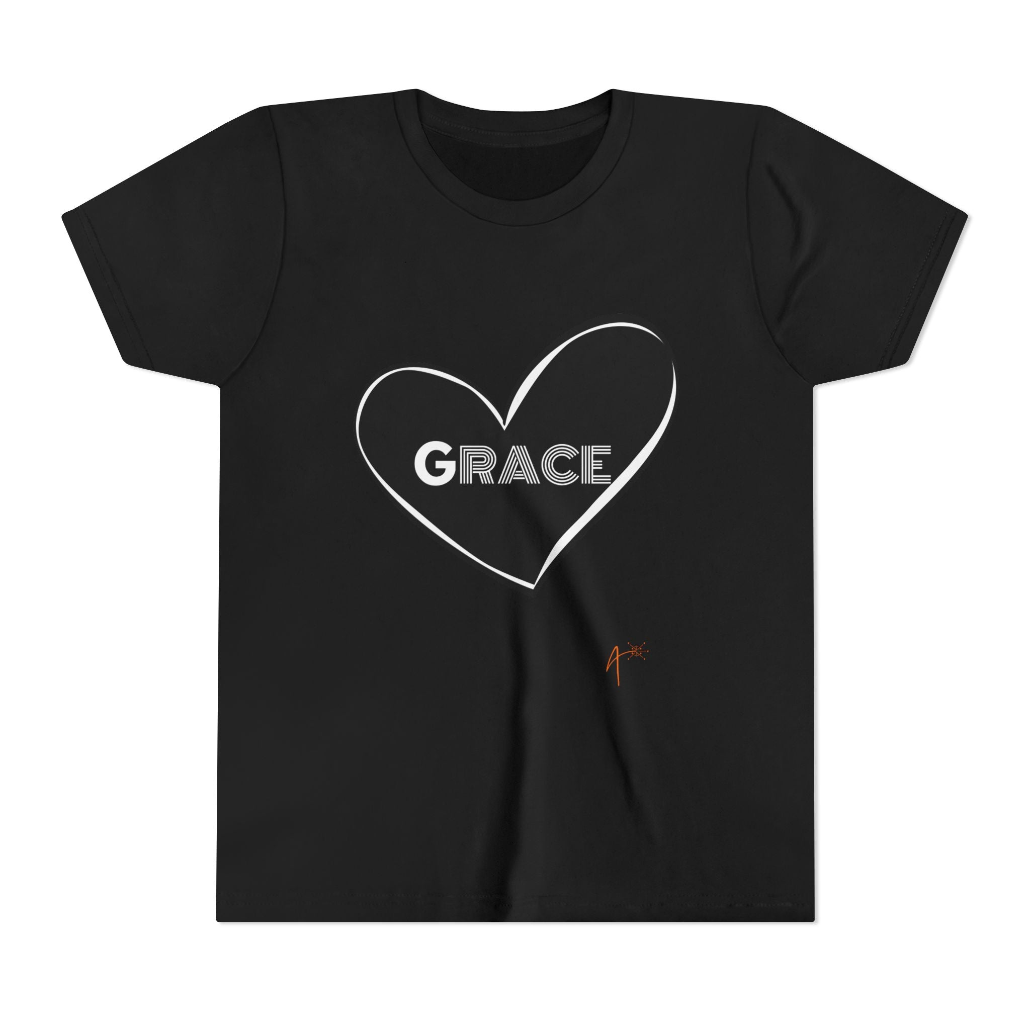 Youth Tee — Black Heart "Grace" Graphic Kids Shirt
