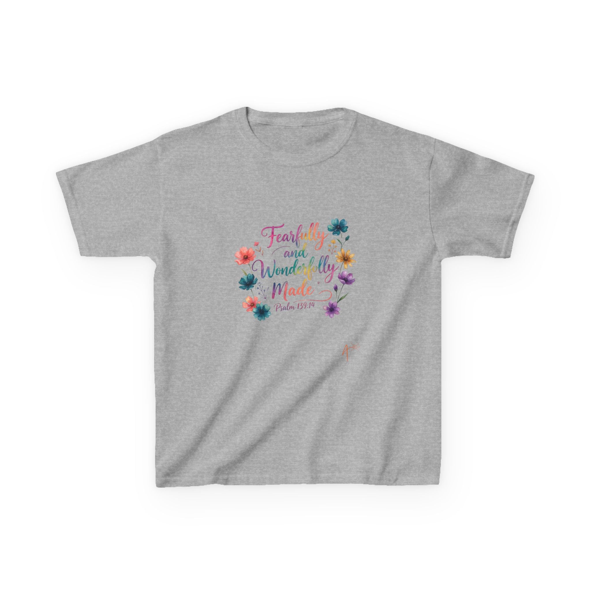 Kids Tee — "Fearfully and Wonderfully Made" Floral Christian Shirt