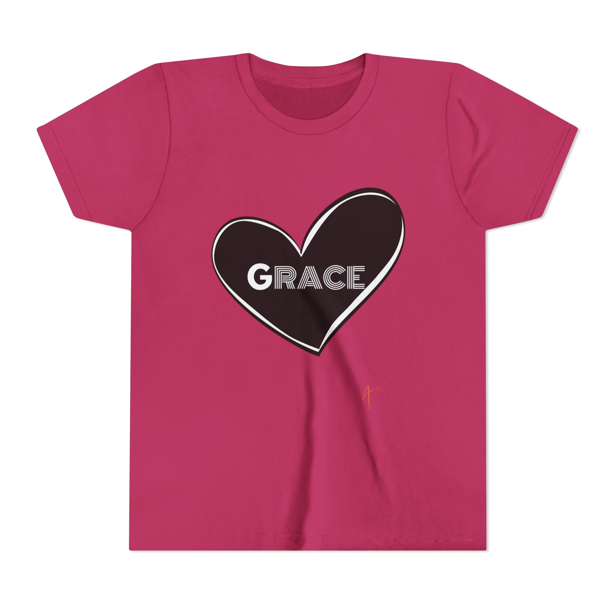 Youth Tee — Black Heart "Grace" Graphic Kids Shirt