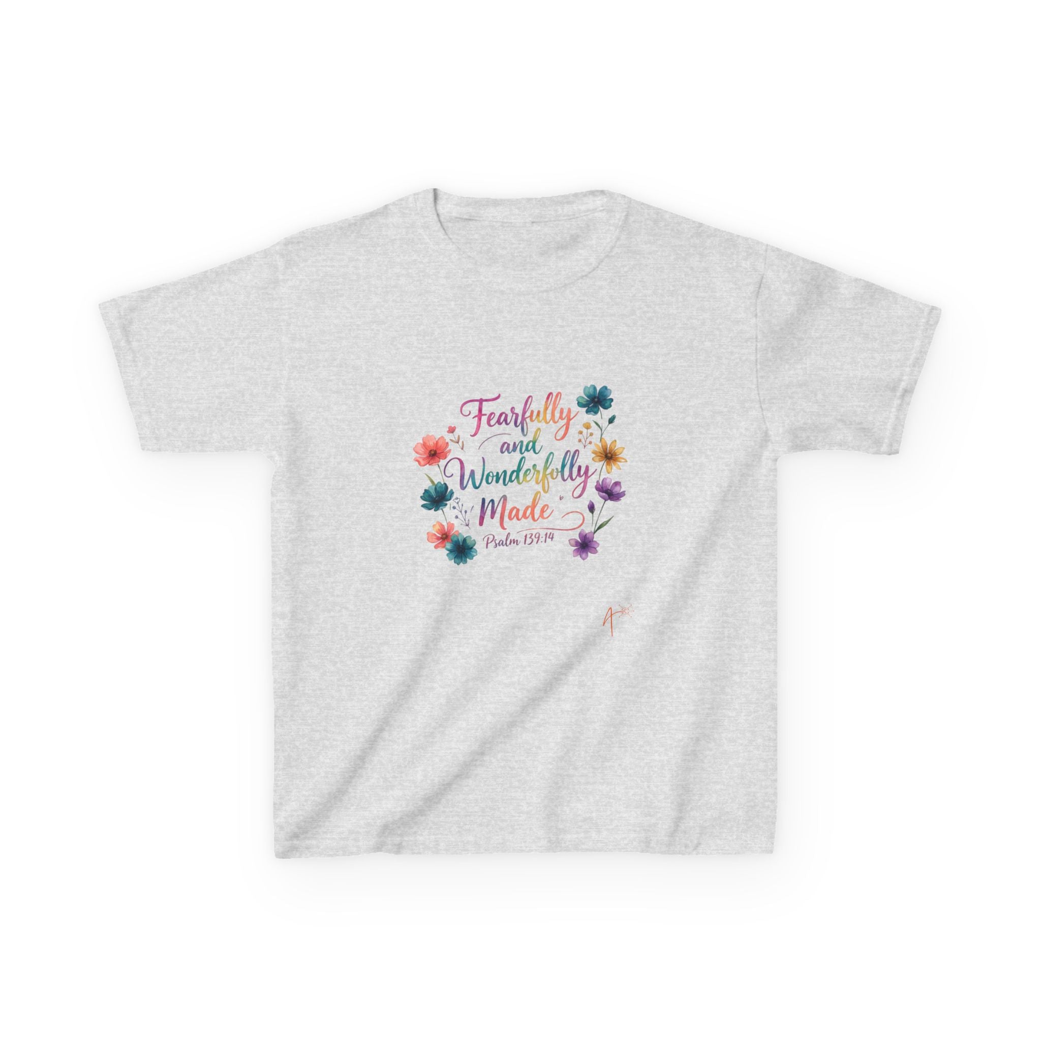 Kids Tee — "Fearfully and Wonderfully Made" Floral Christian Shirt