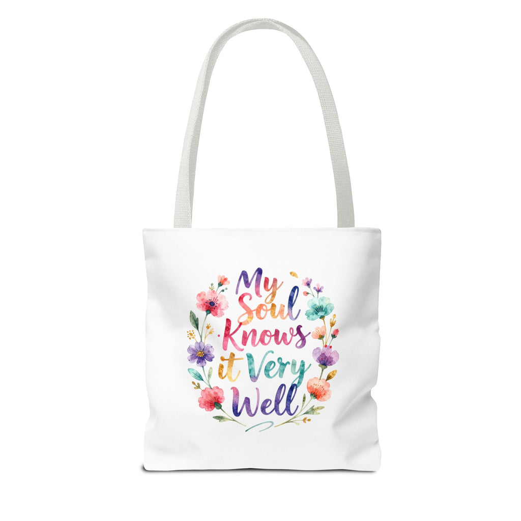 Floral Faith Tote Bag — "Fearfully and Wonderfully Made" / "My Soul Knows It Very Well" Inspirational Canvas Tote