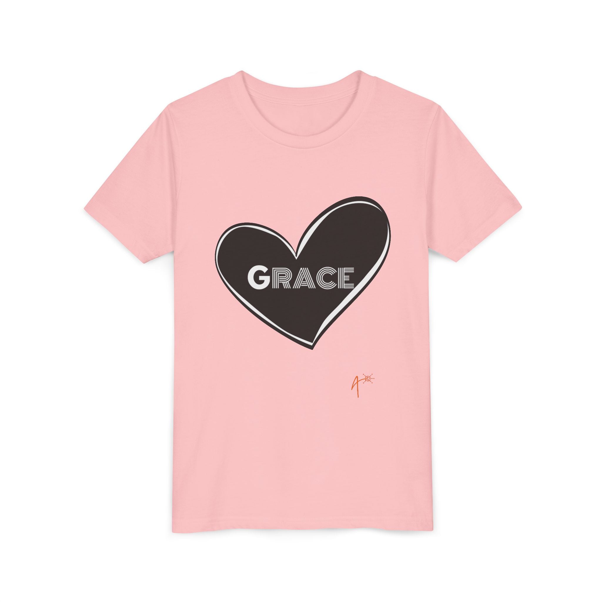 Youth Tee — Black Heart "Grace" Graphic Kids Shirt