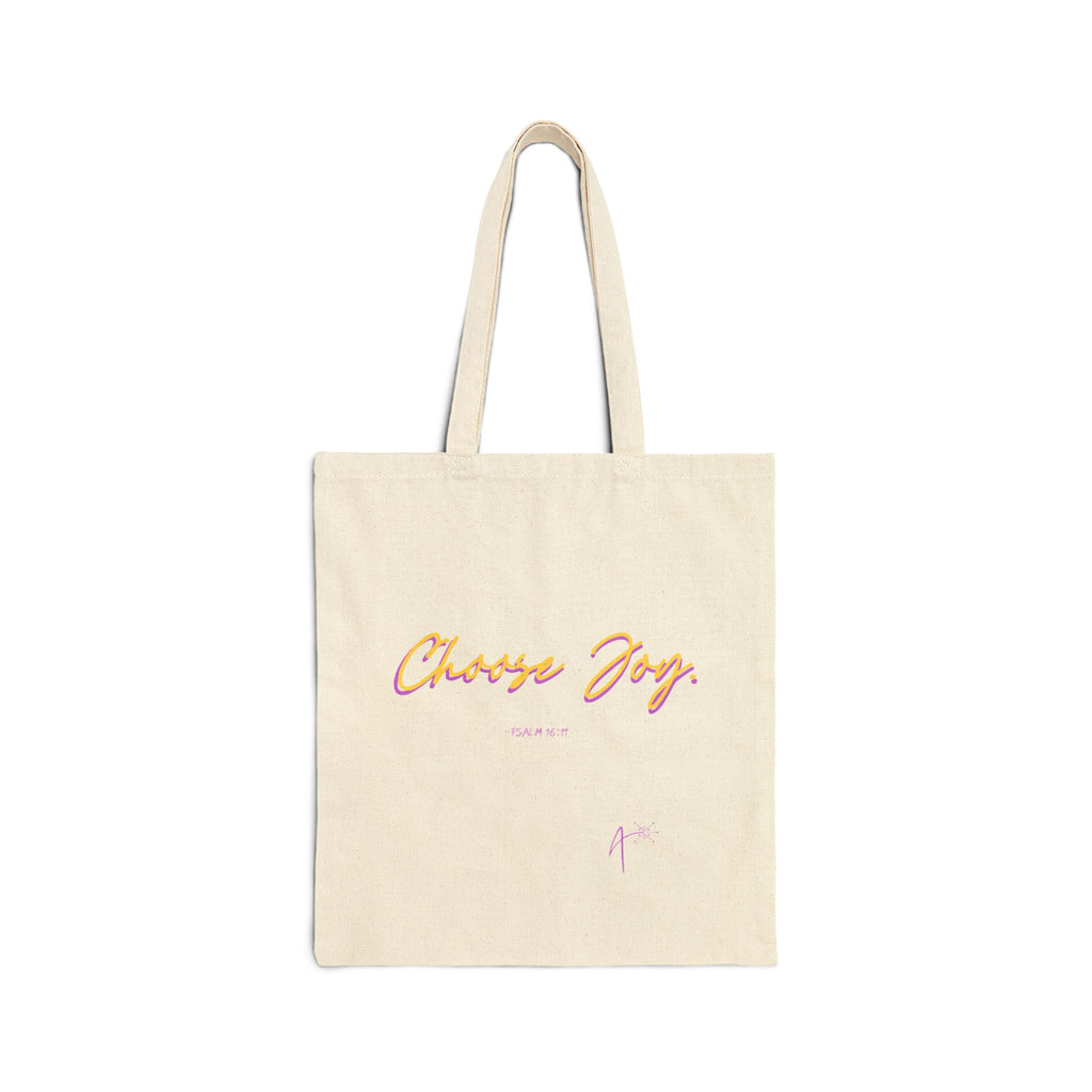 Canvas Tote Bag - "Choose Joy" Handwritten Script Reusable Shopper, Inspirational Everyday Market Bag