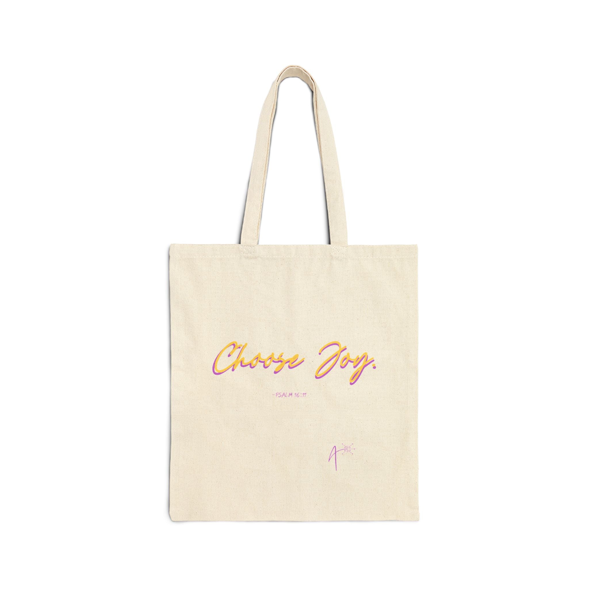 Canvas Tote Bag - "Choose Joy" Handwritten Script Reusable Shopper, Inspirational Everyday Market Bag