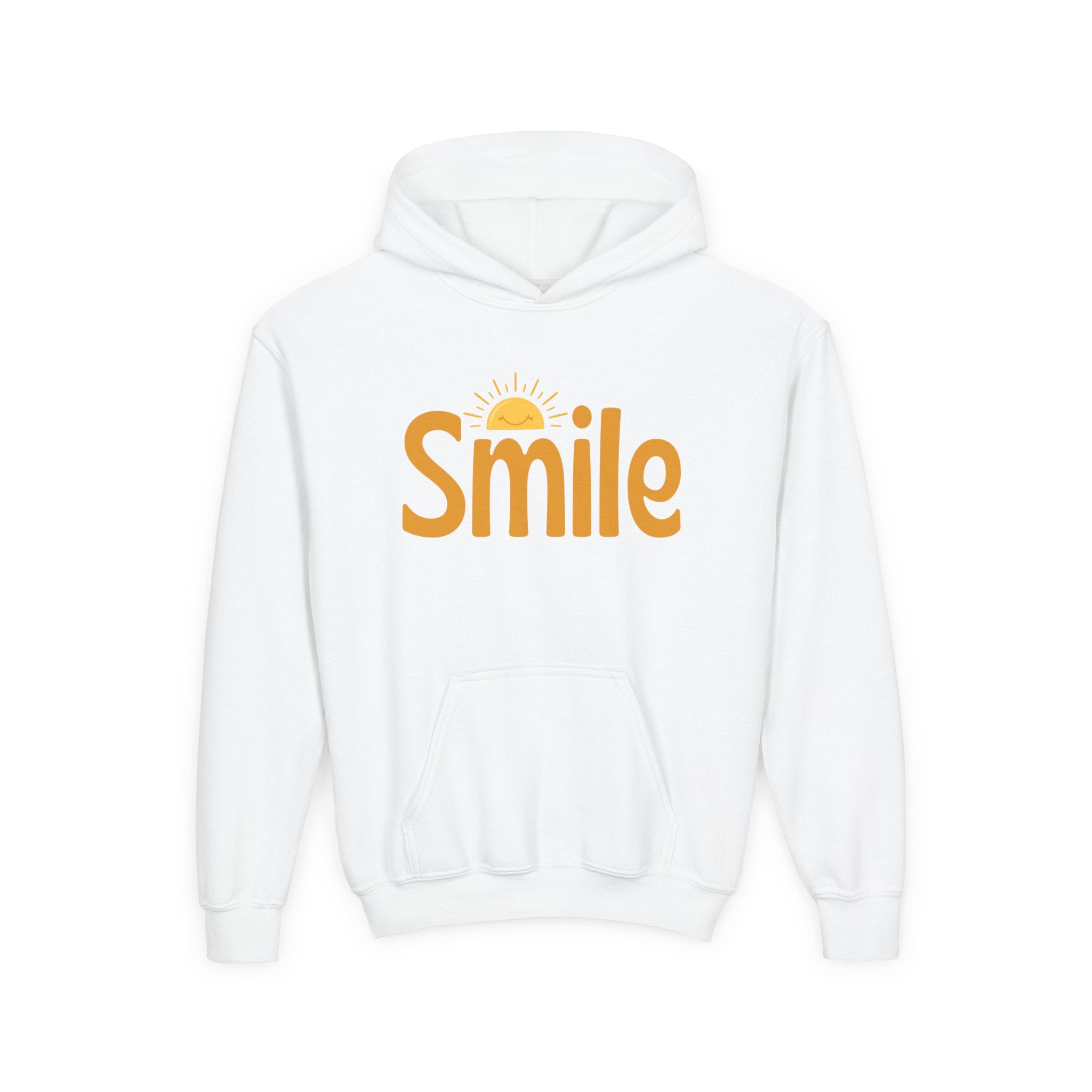 Youth Hoodie — "Smile" Retro Sun Graphic Kids Sweatshirt