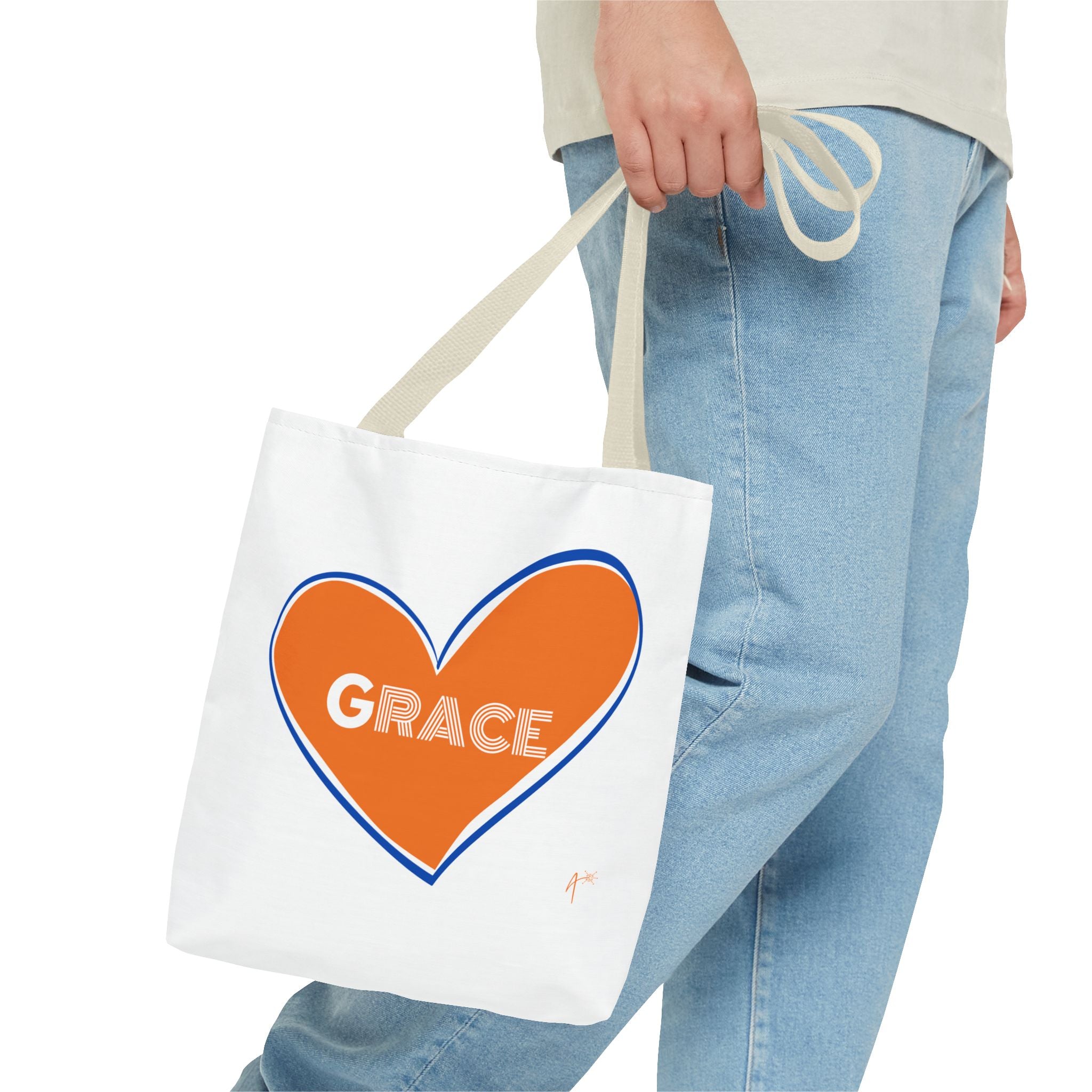 Grace Heart Tote Bag — Orange Heart Design