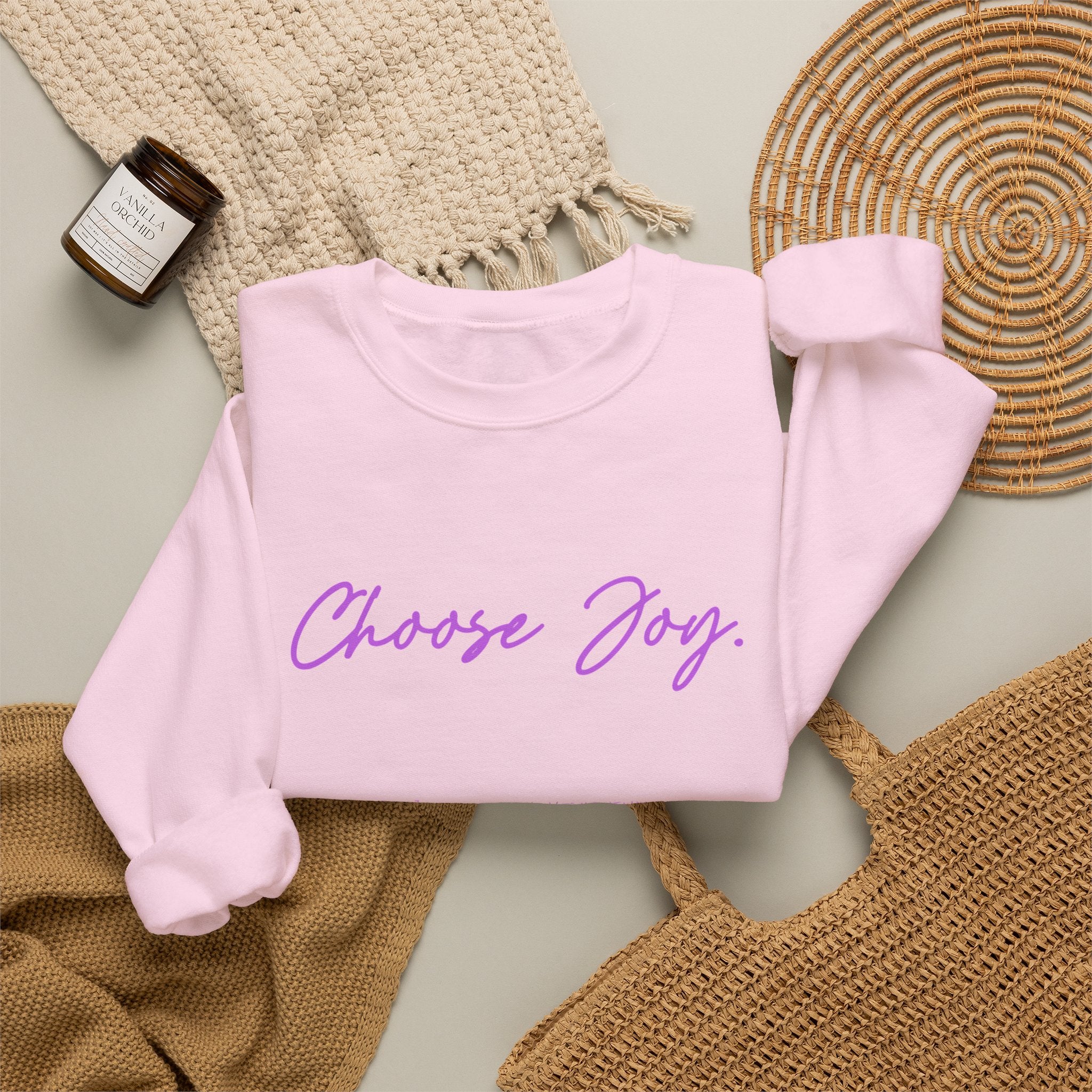 Crewneck Sweatshirt - "Choose Joy" Inspirational Script Pullover