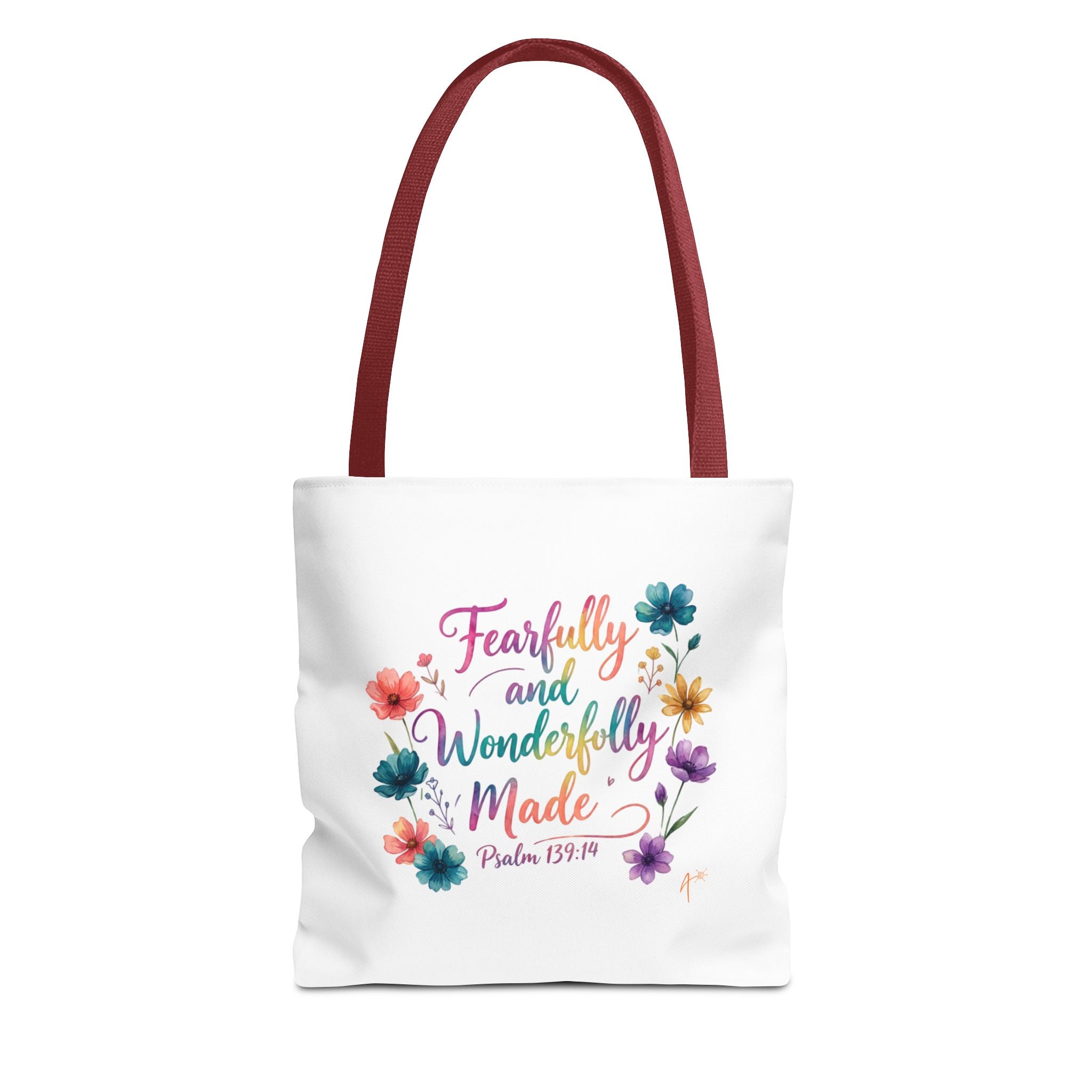 Floral Faith Tote Bag — "Fearfully and Wonderfully Made" / "My Soul Knows It Very Well" Inspirational Canvas Tote